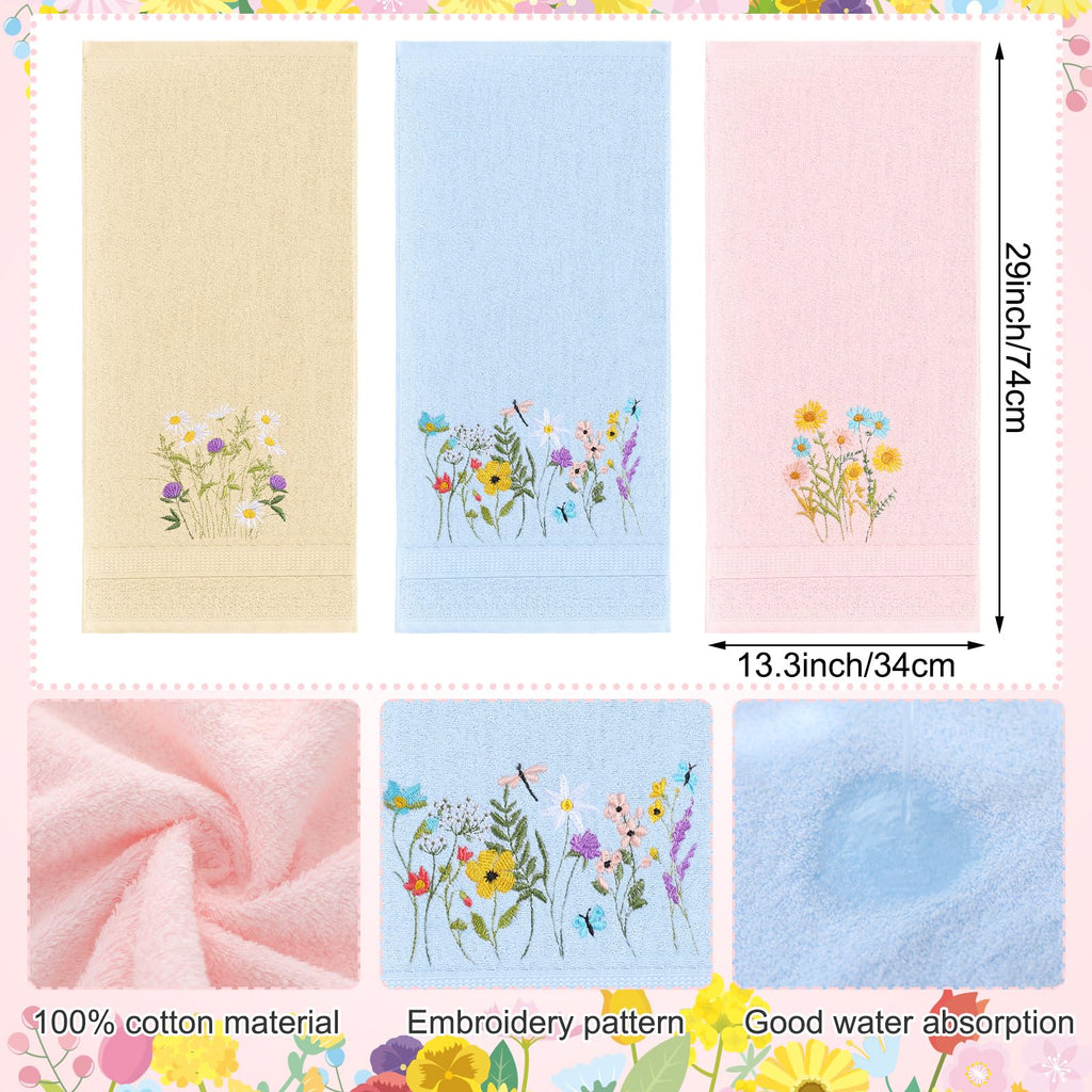 Rose Floral Hand Towels Farmhouse Pink Rose Bathroom Decor 14x29 Inch Embroidered Decorative Cute Summer Flowers Hand Towels Cotton Soft Absorbent Towels for Bathroom Kitchen