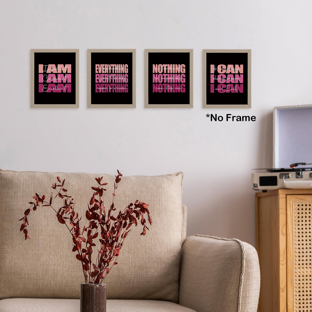 Set of 4 Inspirational Posters â€?Motivational Wall Art for Teen Girls & Women (8x10)