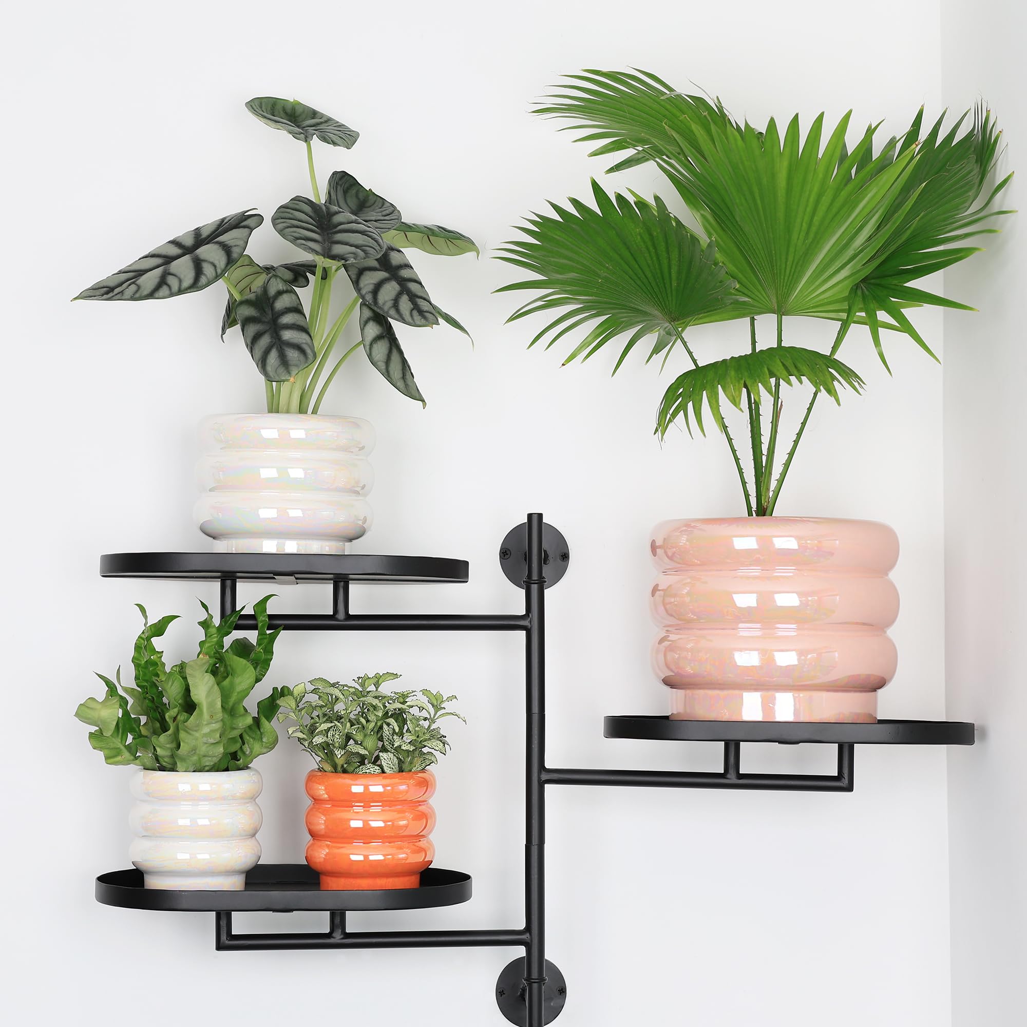 Ceramic Plant Pots for Indoor Plants, Rainbow Pearl Glaze Planter with Planters for Plants with Drainage Hole