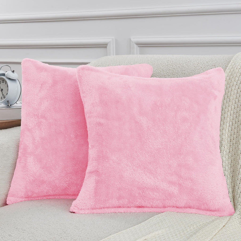 Faux Fur Pillow Cases Set of 2, Luxury Ultra Soft Fuzzy Pillowcases, Fluffy Plush Velvet Pillow Covers with Zipper, Cozy Warmth and No Shedding