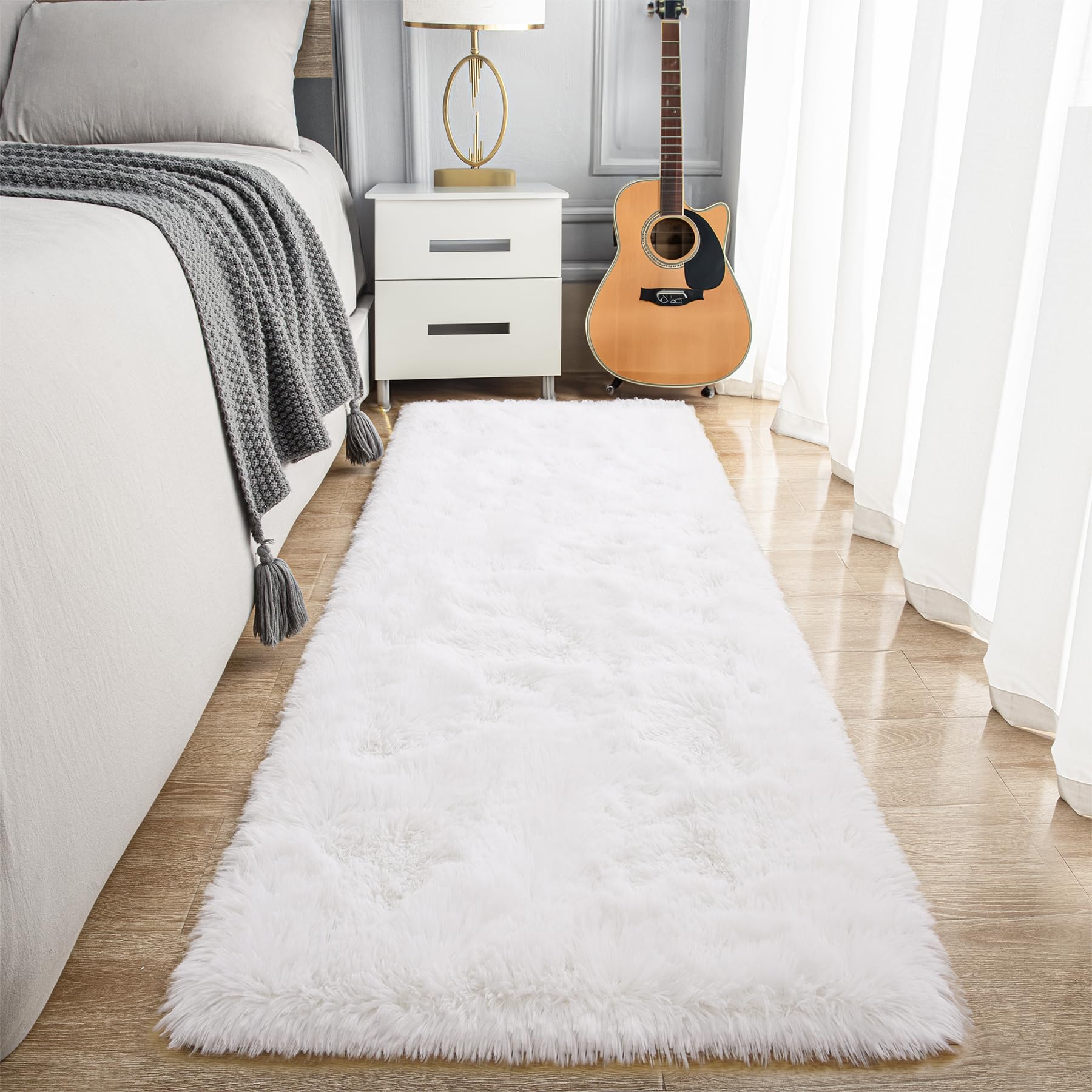 Fluffy Area Rugs Shag Throw Floor Carpet, Soft Shaggy Bedside Non-Slip Plush Rug Home Decor Aesthetic