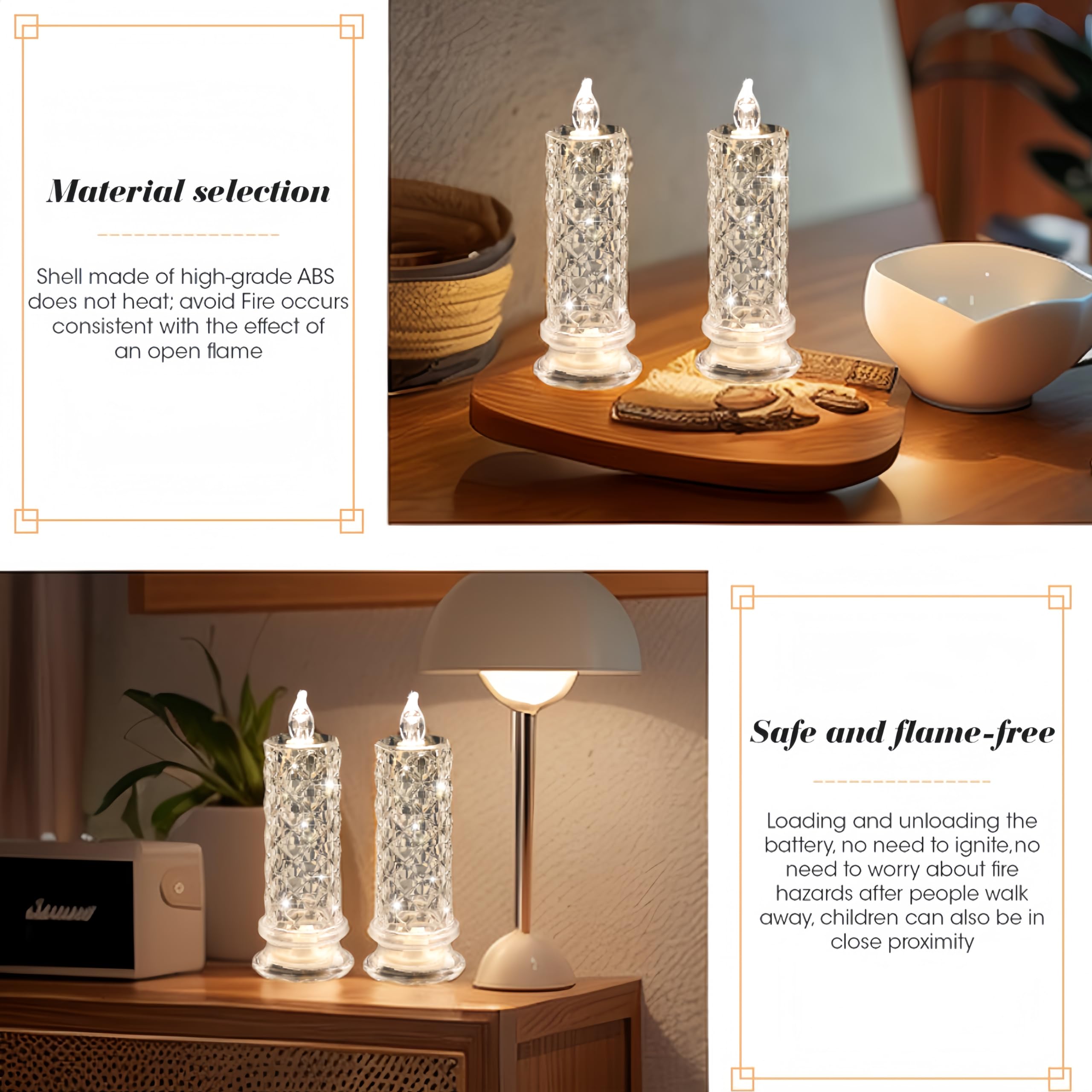 Shadow LED Flameless Candles - 4PCS Romantic Battery Operated Pillar Candles