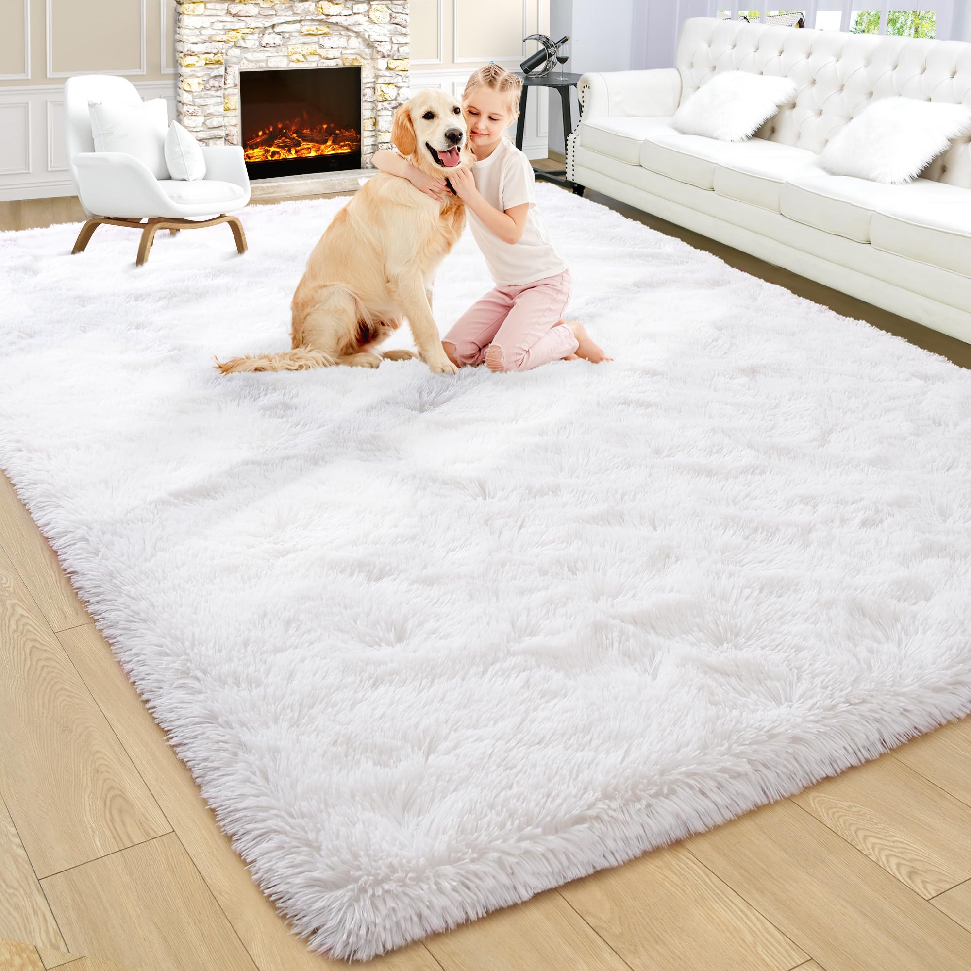Fluffy Area Rugs Shag Throw Floor Carpet, Soft Shaggy Bedside Non-Slip Plush Rug Home Decor Aesthetic