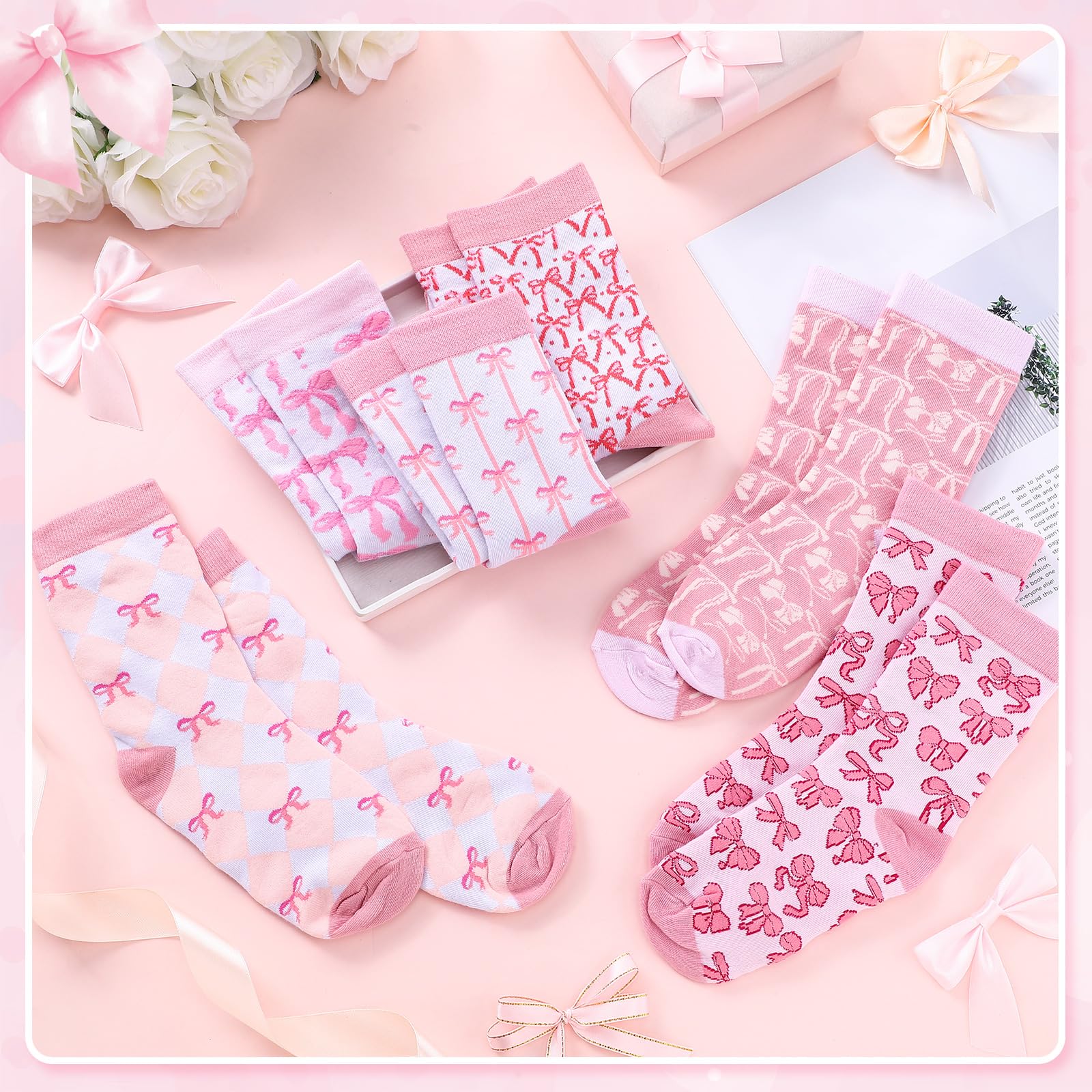 Coquette Pink Bow Socks Women's