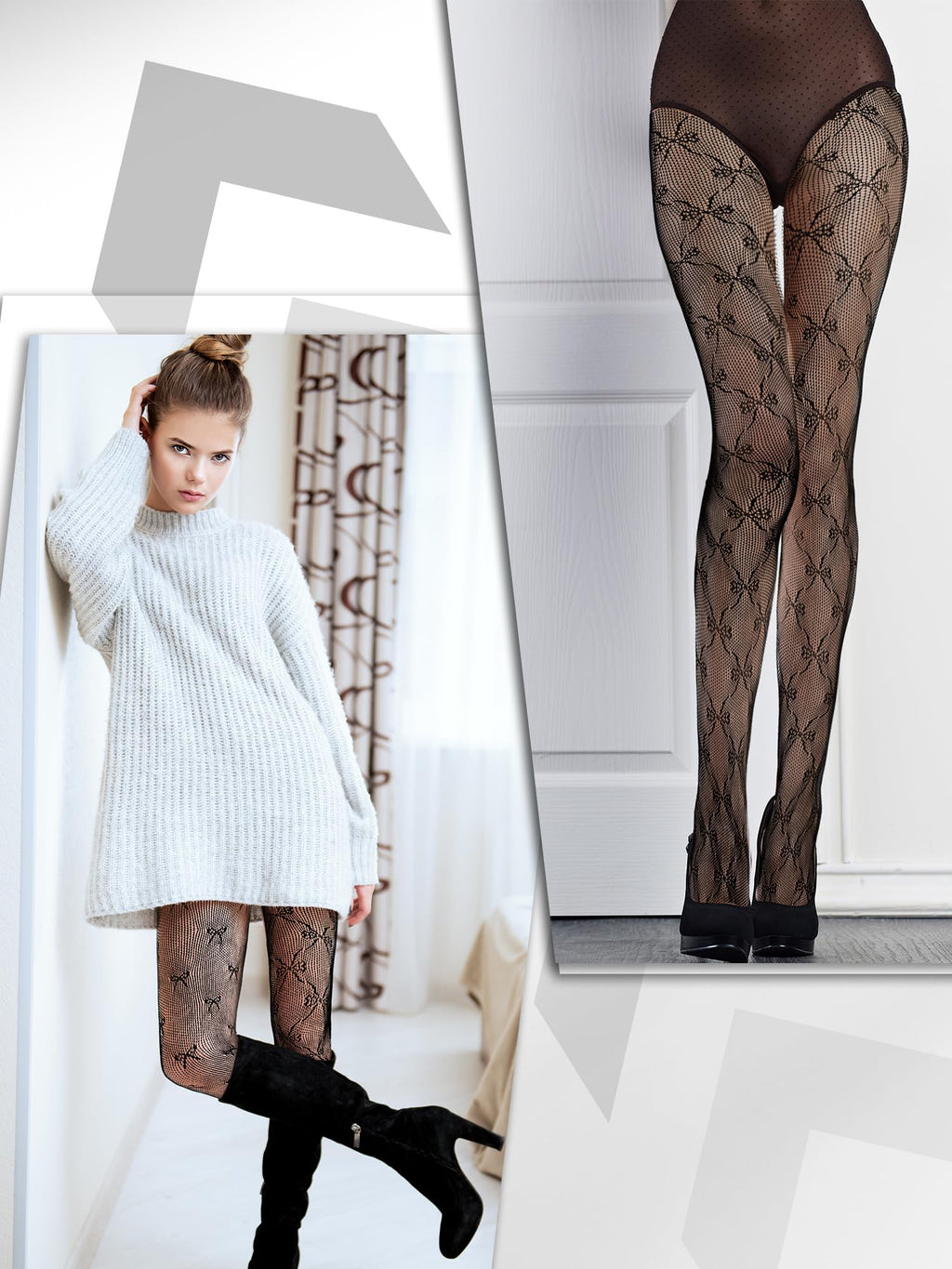 Coquettish 6 Pairs Women Fishnet Thigh High Stockings Waist Tights Bow Patterned lace Fishnet Leggings Pantyhose