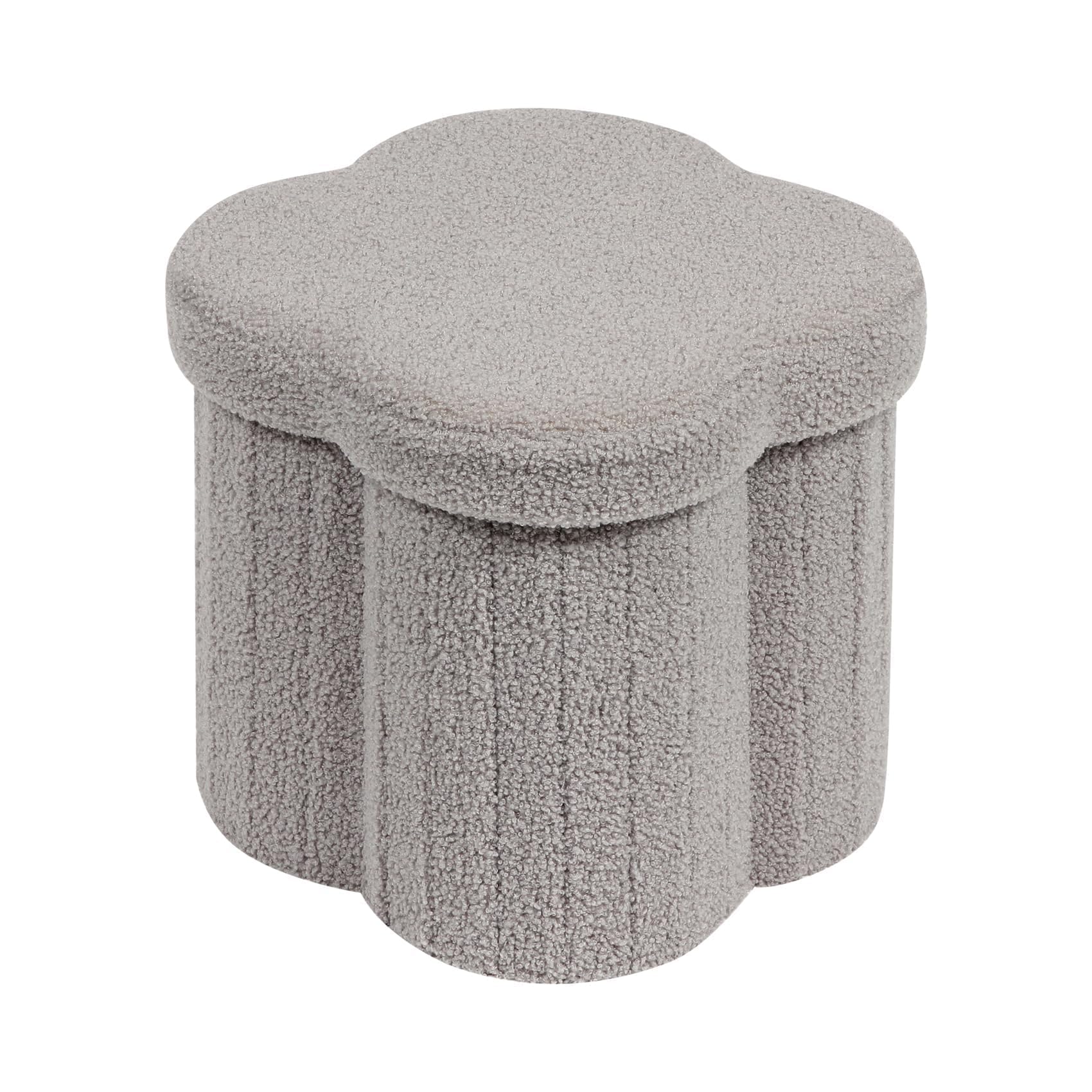 Flower-Shaped Storage Ottoman â€?Boucle Footstool & Seat for Living Room & Dorm