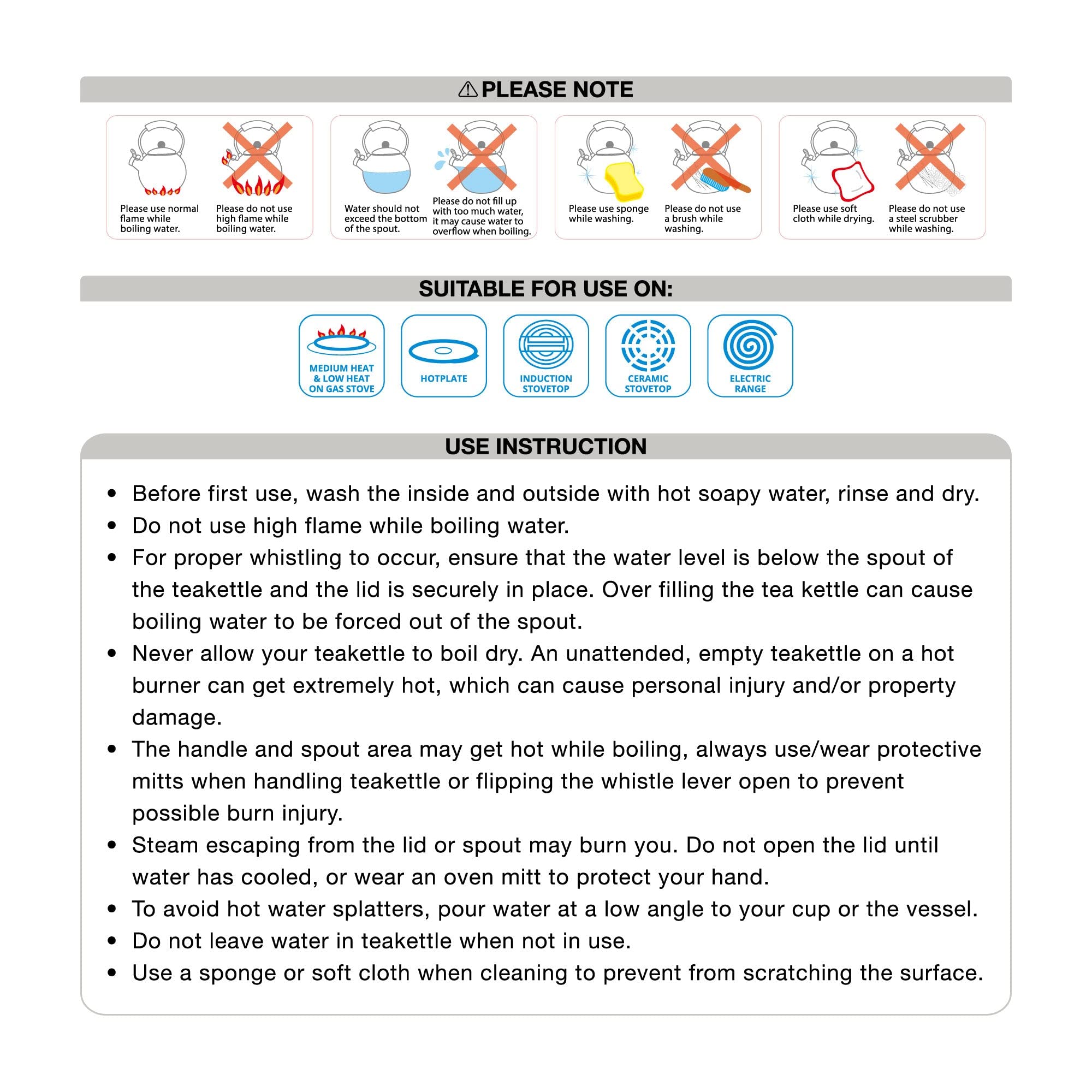 Whistling Tea Kettle for Stove Top Enamel on Steel