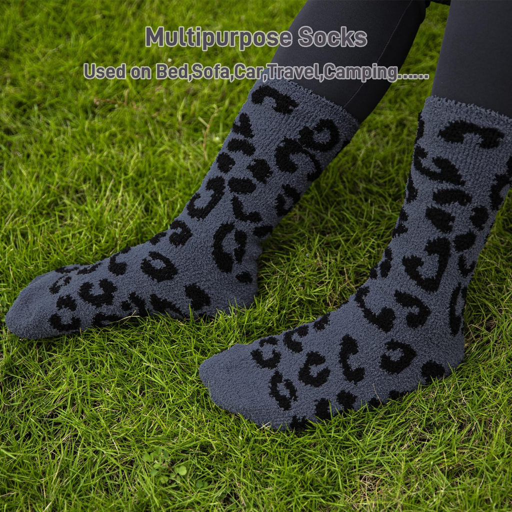 Fuzzy Socks for Women Leopard Print,Microfiber Cozy Socks Fluffy Warm Socks for Women, Luxury Gifts for Women