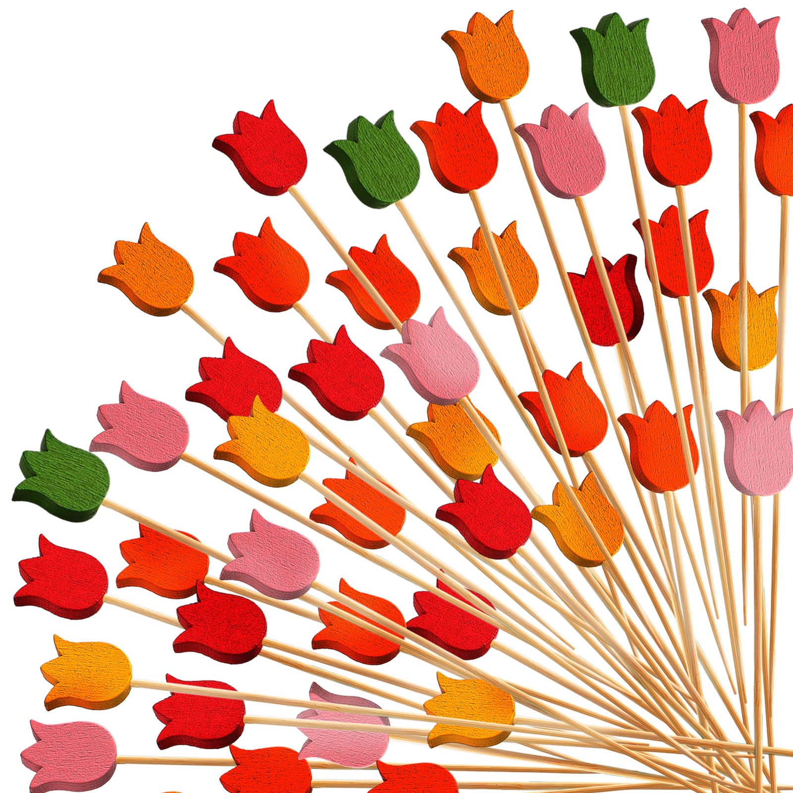 Tulip Cocktail Picks â€?Bamboo Toothpicks for Appetizers, Summer Party Skewers, Disposable Food Sticks 200 Pcs