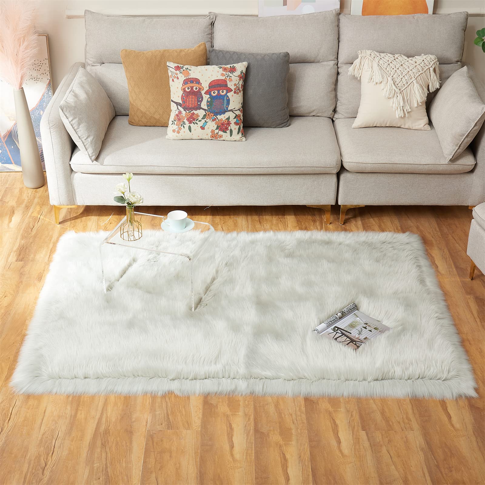 Ultra Soft Faux Fluffy/Fuzzy Shaggy Area Rug - Fur Chair Cover Seat Pad