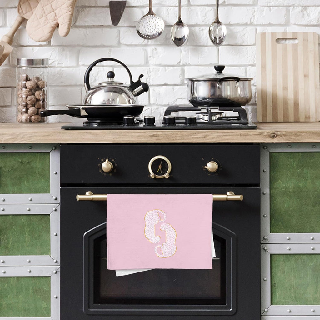 Leopard Cheetah Kitchen Towels, Preppy Hand Towels for Bathroom, Pink Kitchen Decor, 16x24 Inches