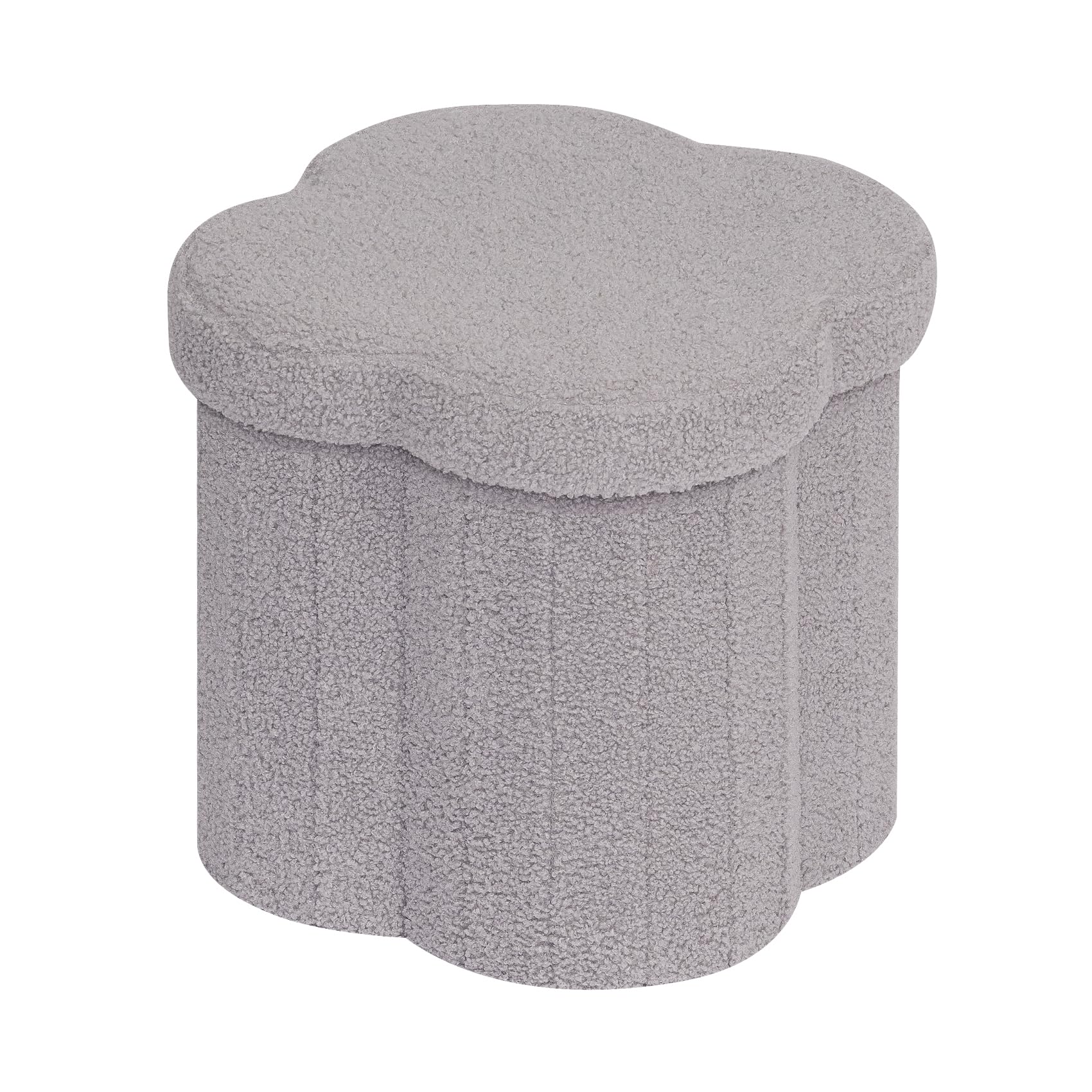 Flower-Shaped Storage Ottoman â€?Boucle Footstool & Seat for Living Room & Dorm