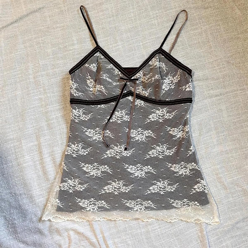 Emo Coquette Cropped Top Grunge 2000s Spaghetti Strap Tops Streetwear Vintage Camisole Y2k Cheetah Tops