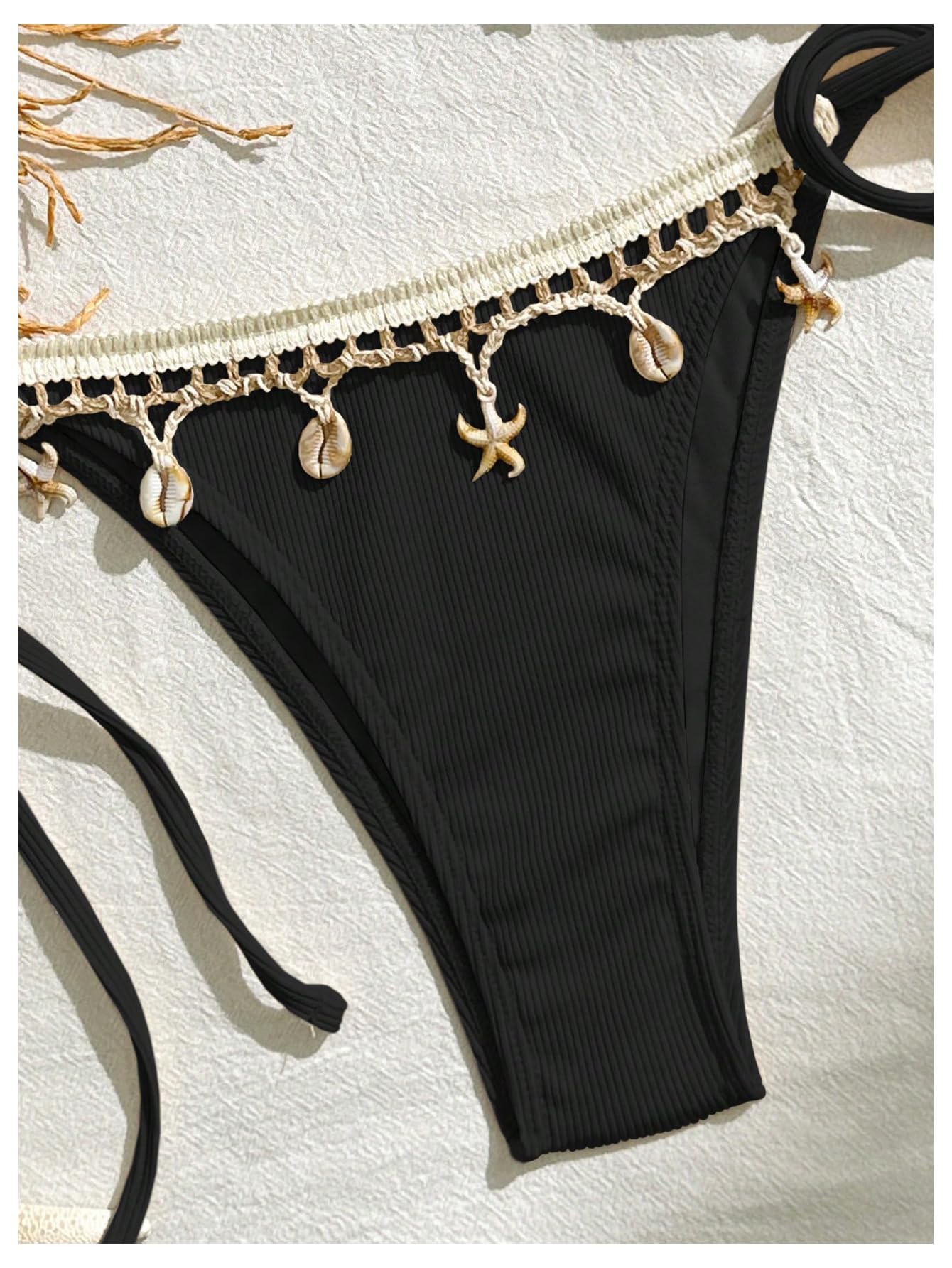 Women's 2 Piece Halter Triangle Bathing Suit Ribbed Bikini Swimsuits