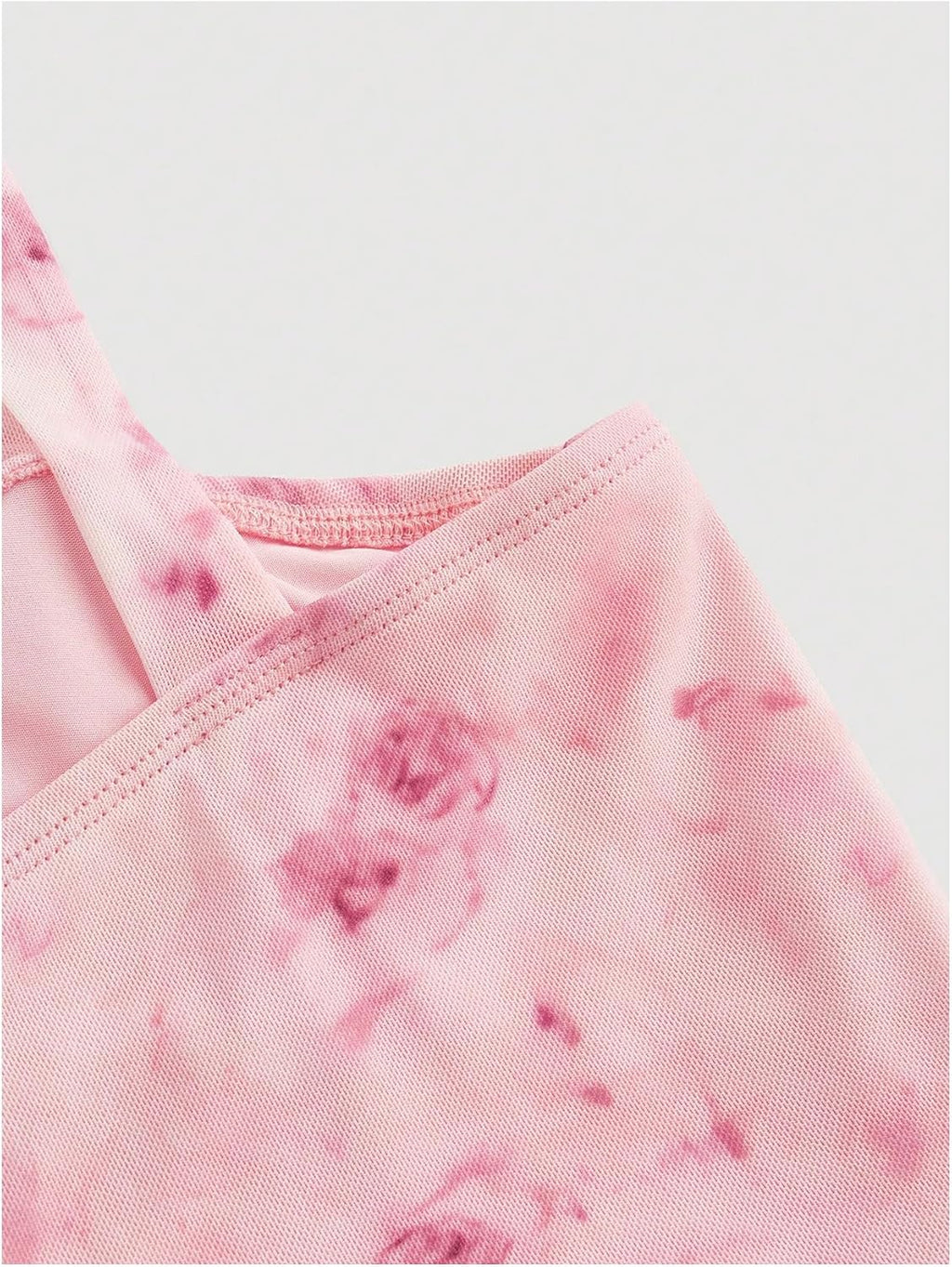 Women's Bow Tie Shoulder Crop Tops Mesh Floral Boho Top Ruched Cami Tops