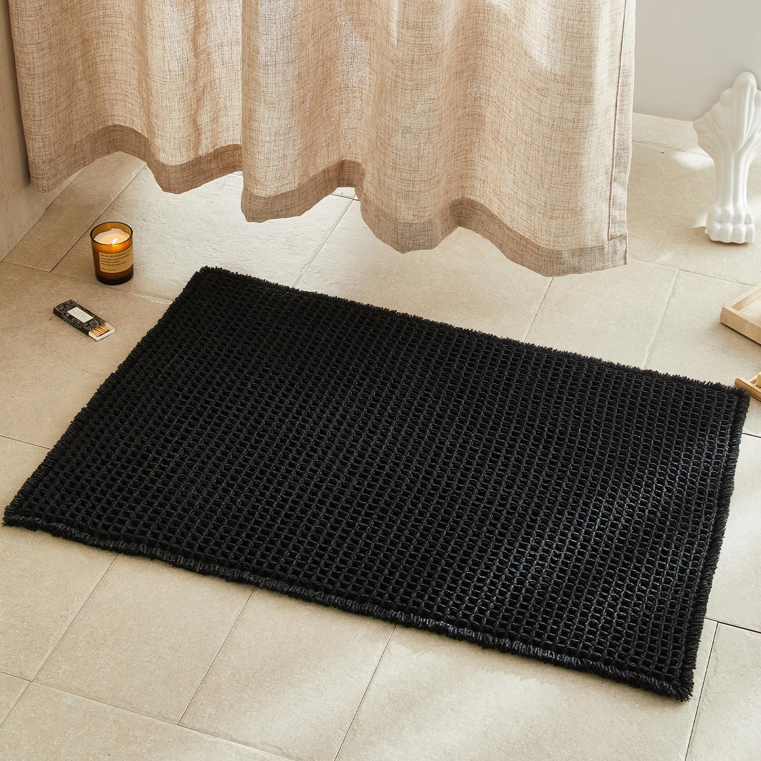 Waffle Bath Mat Non Slip Washable Quick Dry Cute Bath Mat