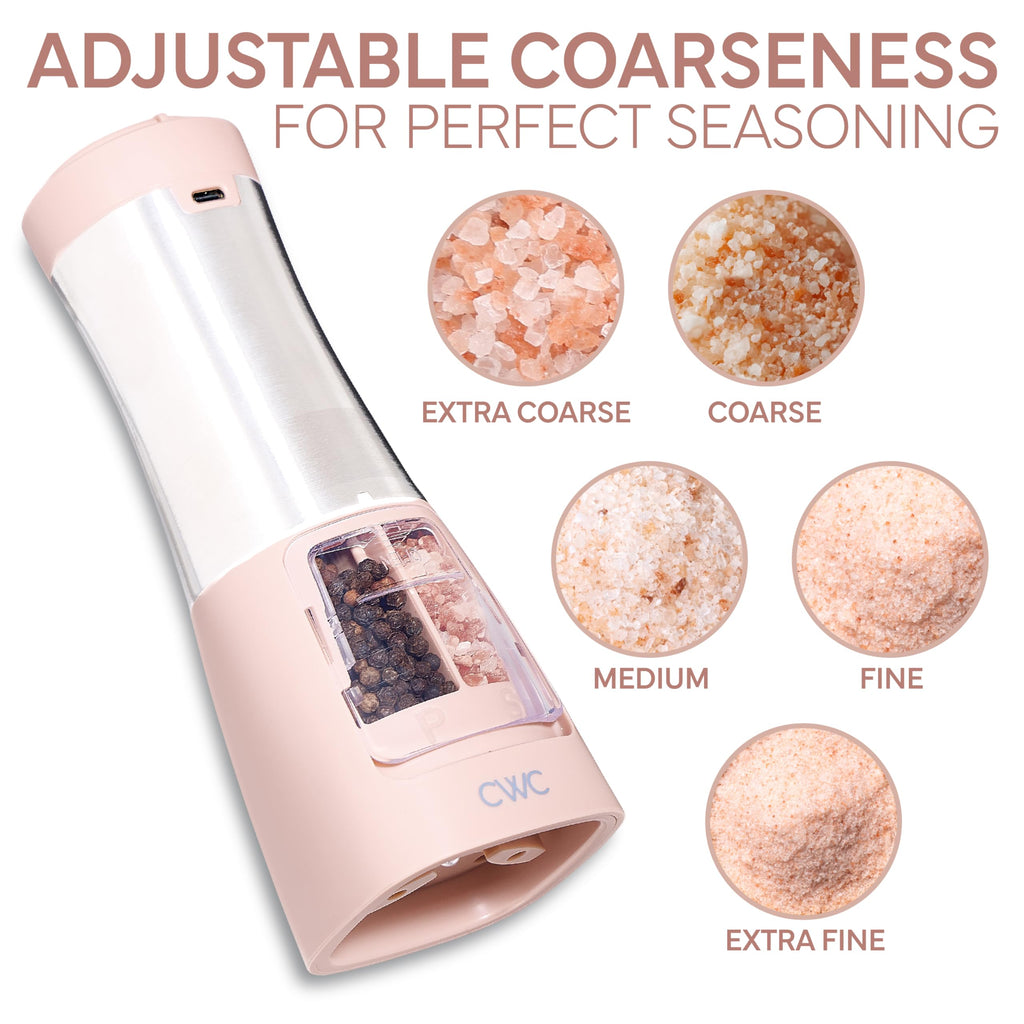 Rechargeable Salt & Pepper Shaker - 2-in-1 Grinders for Salt and Pepper