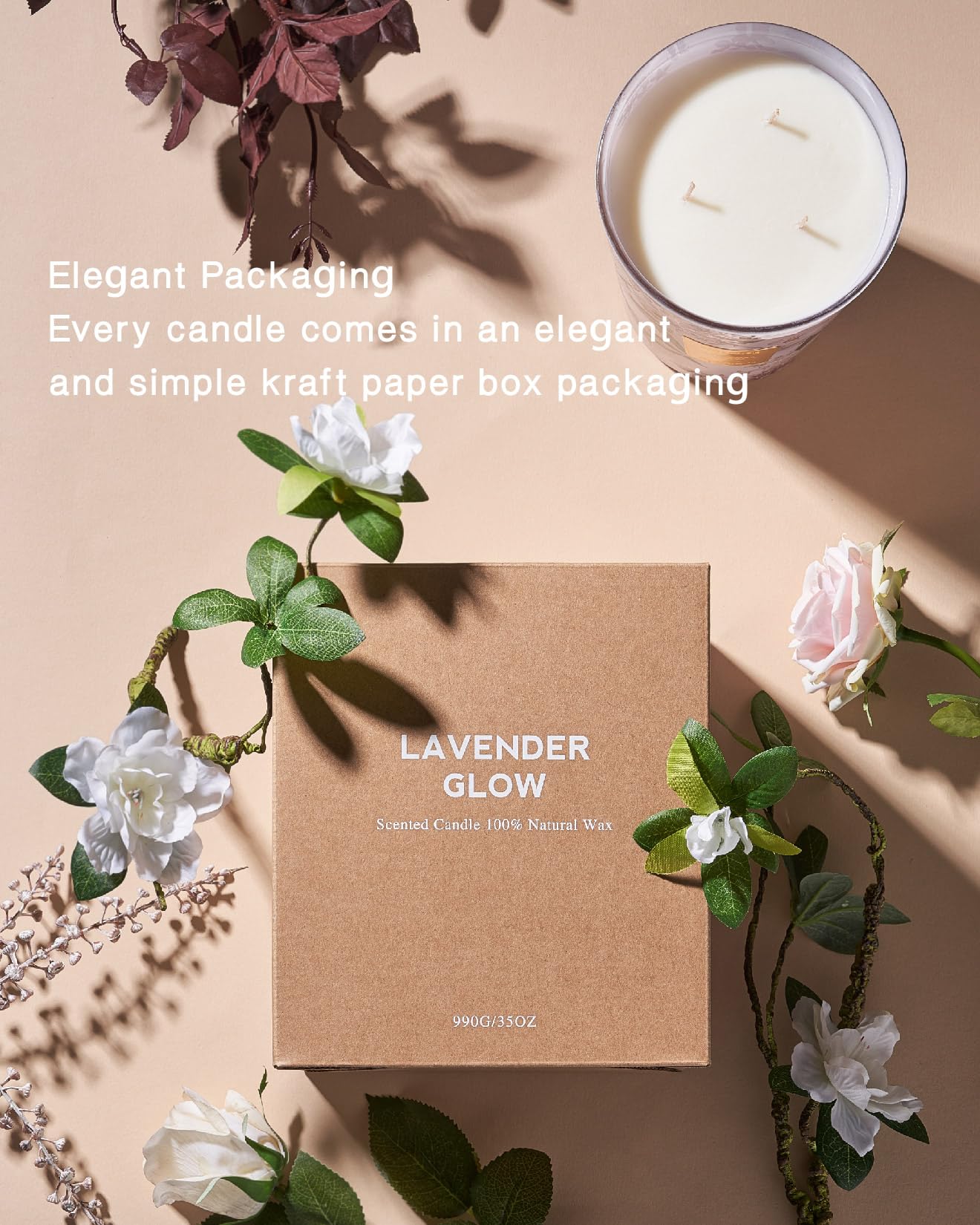 Large Soy Scented Candles, Non Toxic Natural Spring Candles 35oz 150 Hours Long Lasting Slow Burning