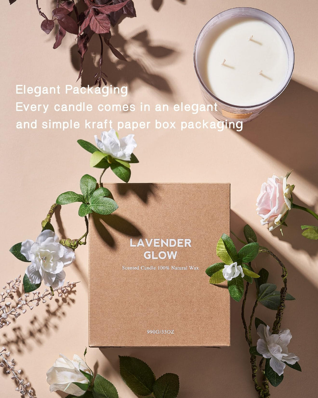 Large Soy Scented Candles, Non Toxic Natural Spring Candles 35oz 150 Hours Long Lasting Slow Burning