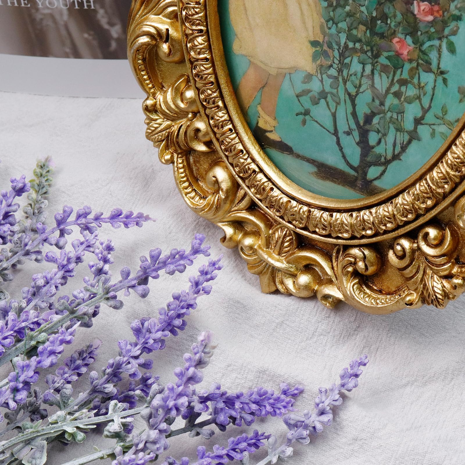 Vintage Picture Frame with Glass Front, Home Decor for Wall Hanging or Tabletop Display