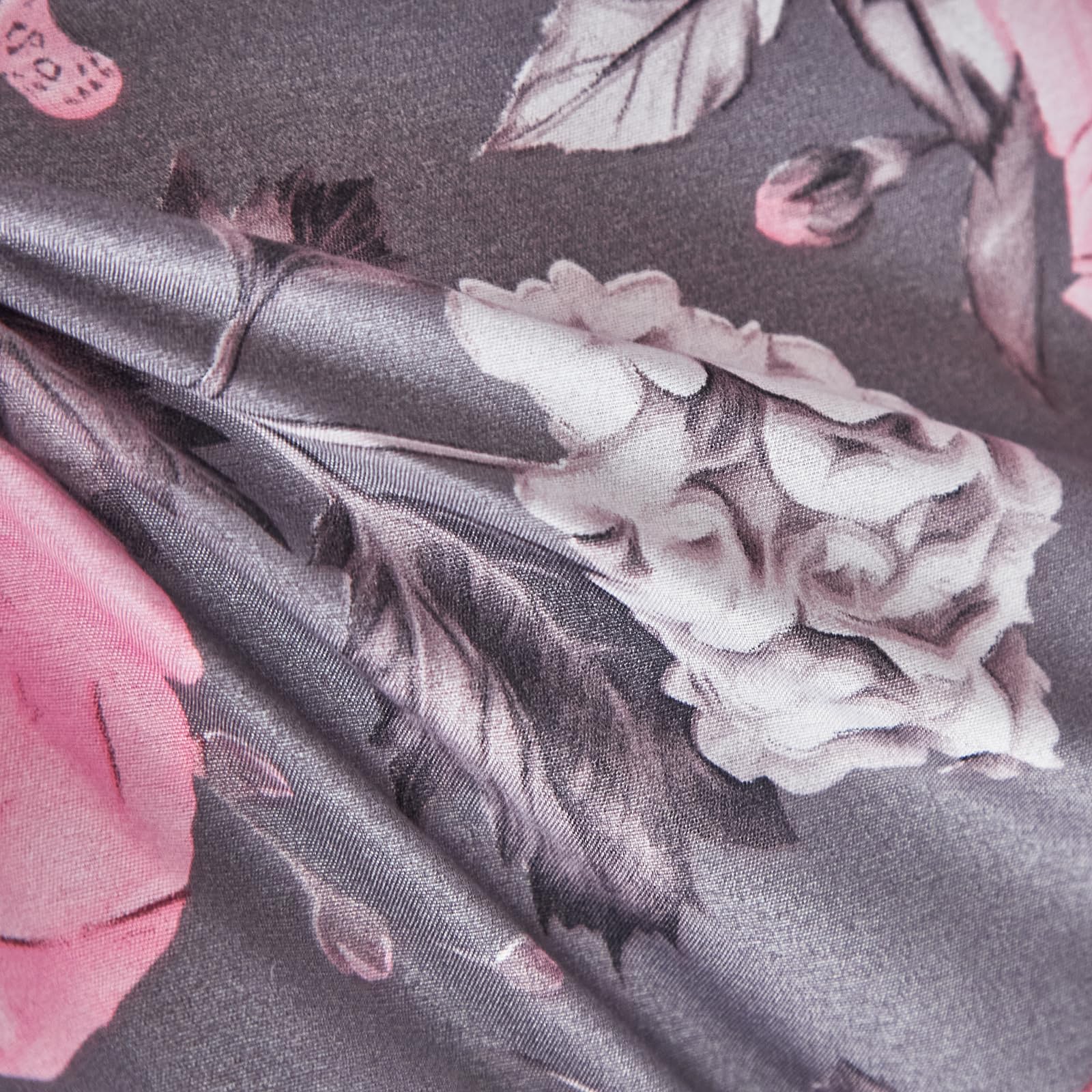 Flower Comforter Sheet Set White Bed in a Bag 7 Pieces Size, Pink Floral Microfiber Bedding Set (1 Comforter 2 Pillow Shams 1 Flat Sheet 1 Fitted Sheet 2 Pillowcases)