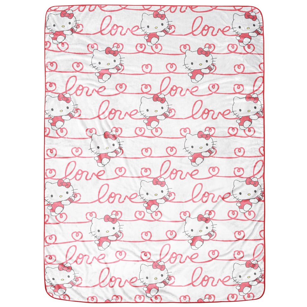Hello Kitty White Kitties Plush Blanket - Measures 60 x 90 Inches, Kids Bedding - Super Soft Fleece Bedding