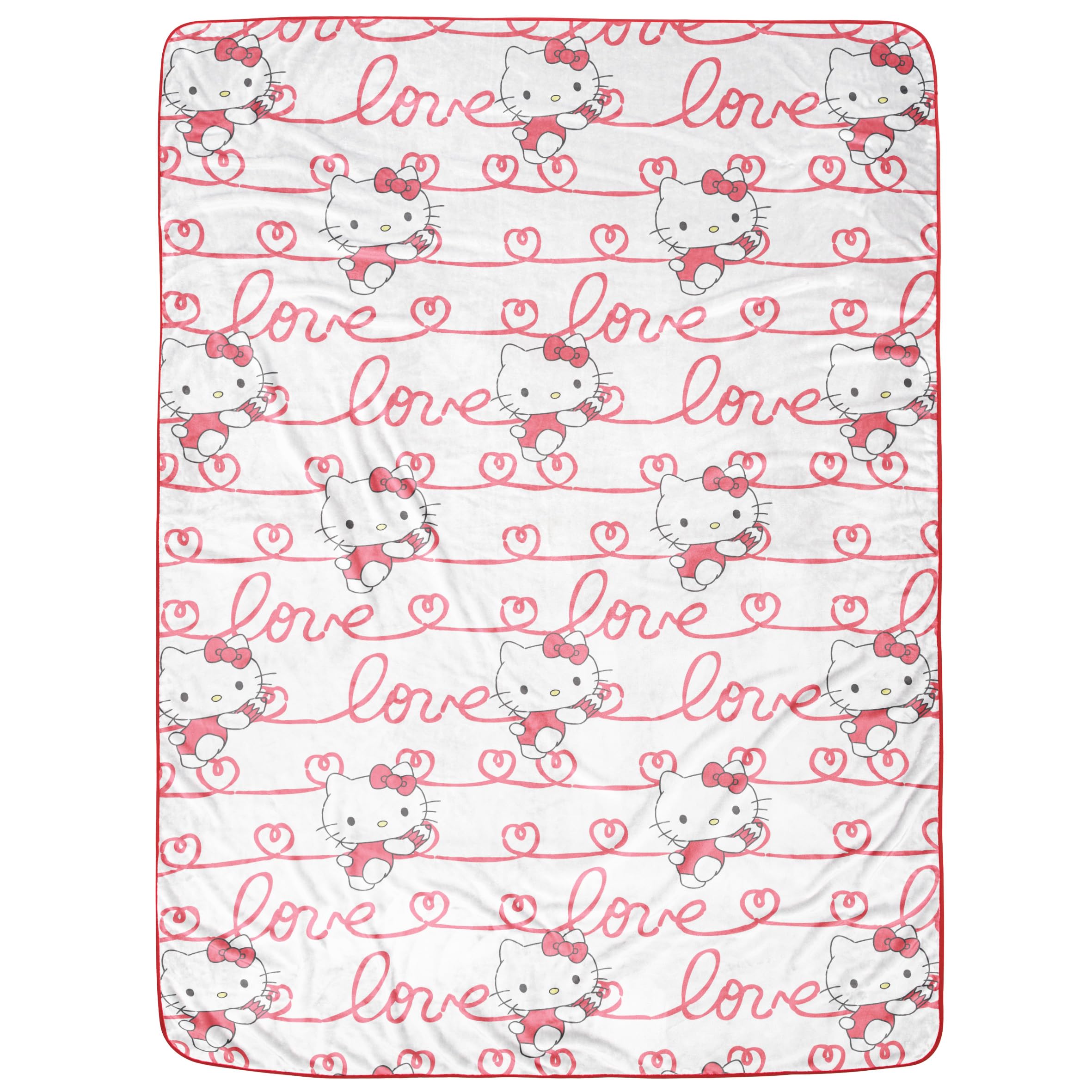 Hello Kitty White Kitties Plush Blanket - Measures 60 x 90 Inches, Kids Bedding - Super Soft Fleece Bedding