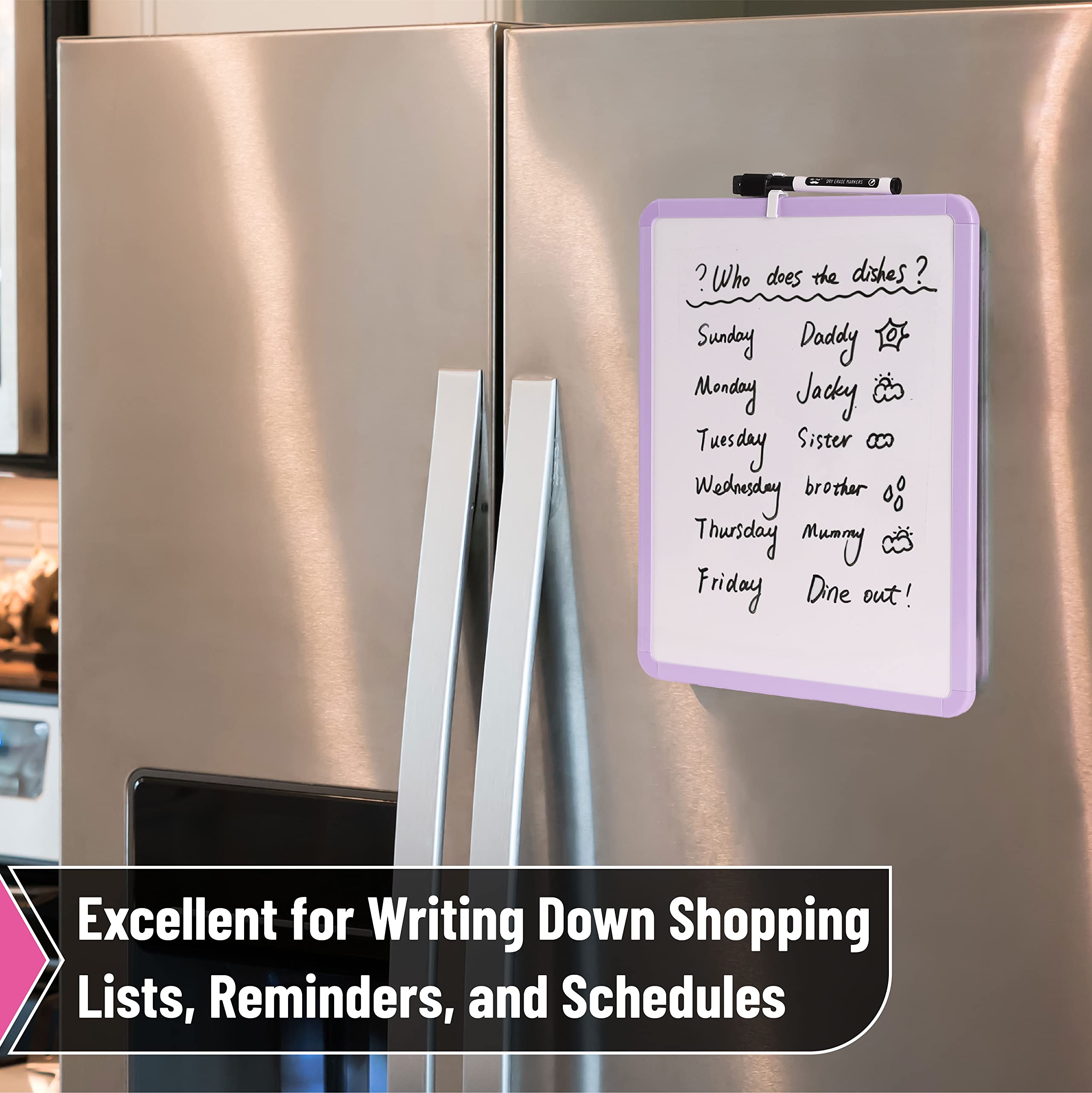 Dry Erase Board, 14â€?x 11â€?with a Black Dry Erase Marker Color Frame, Small White Board Dry Erase Whiteboard