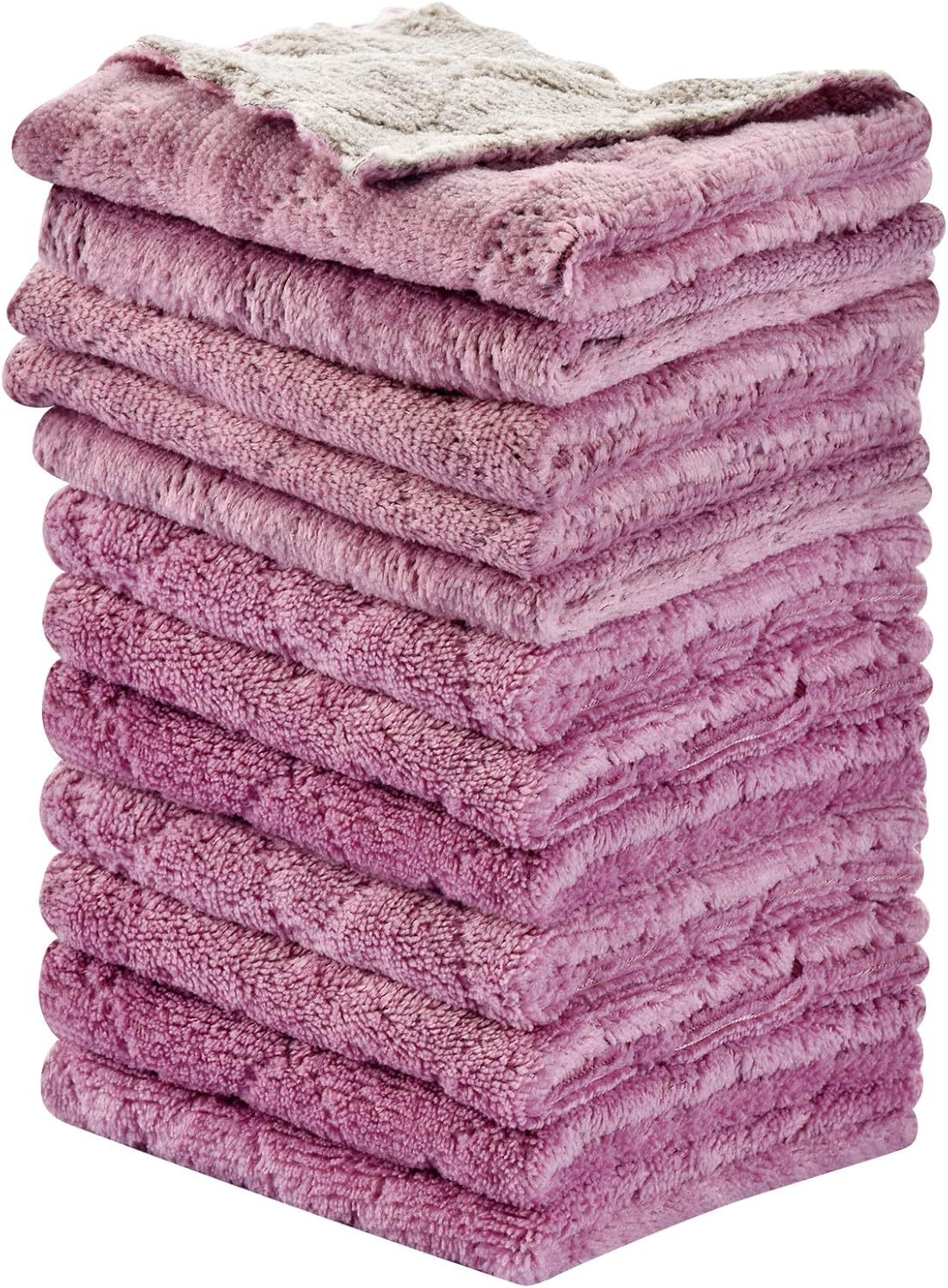 Double-Sided Microfiber Kitchen Towels â€?Multipurpose Reusable Dish Cloths 12-Piece Set of 10"x6"