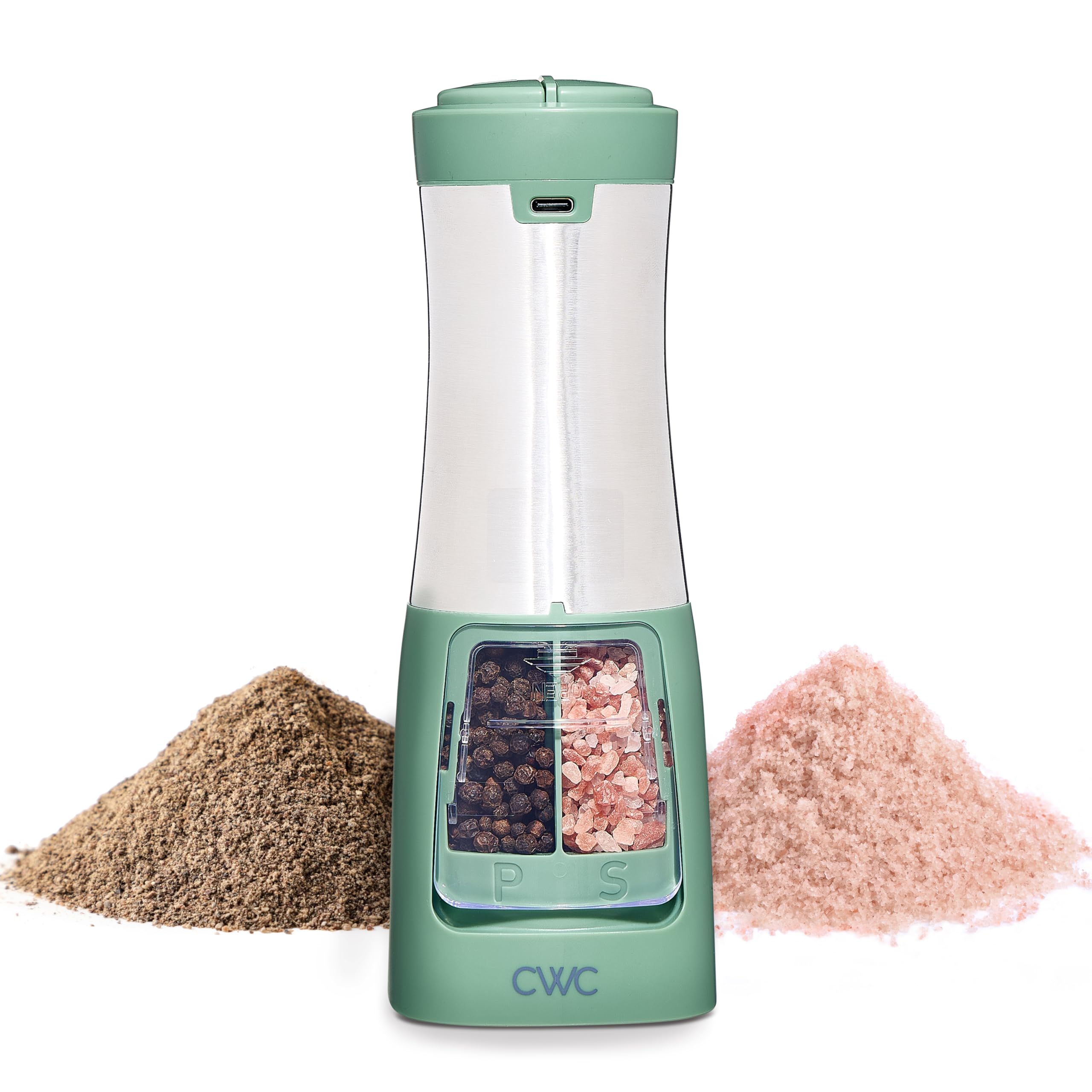Rechargeable Salt & Pepper Shaker - 2-in-1 Grinders for Salt and Pepper