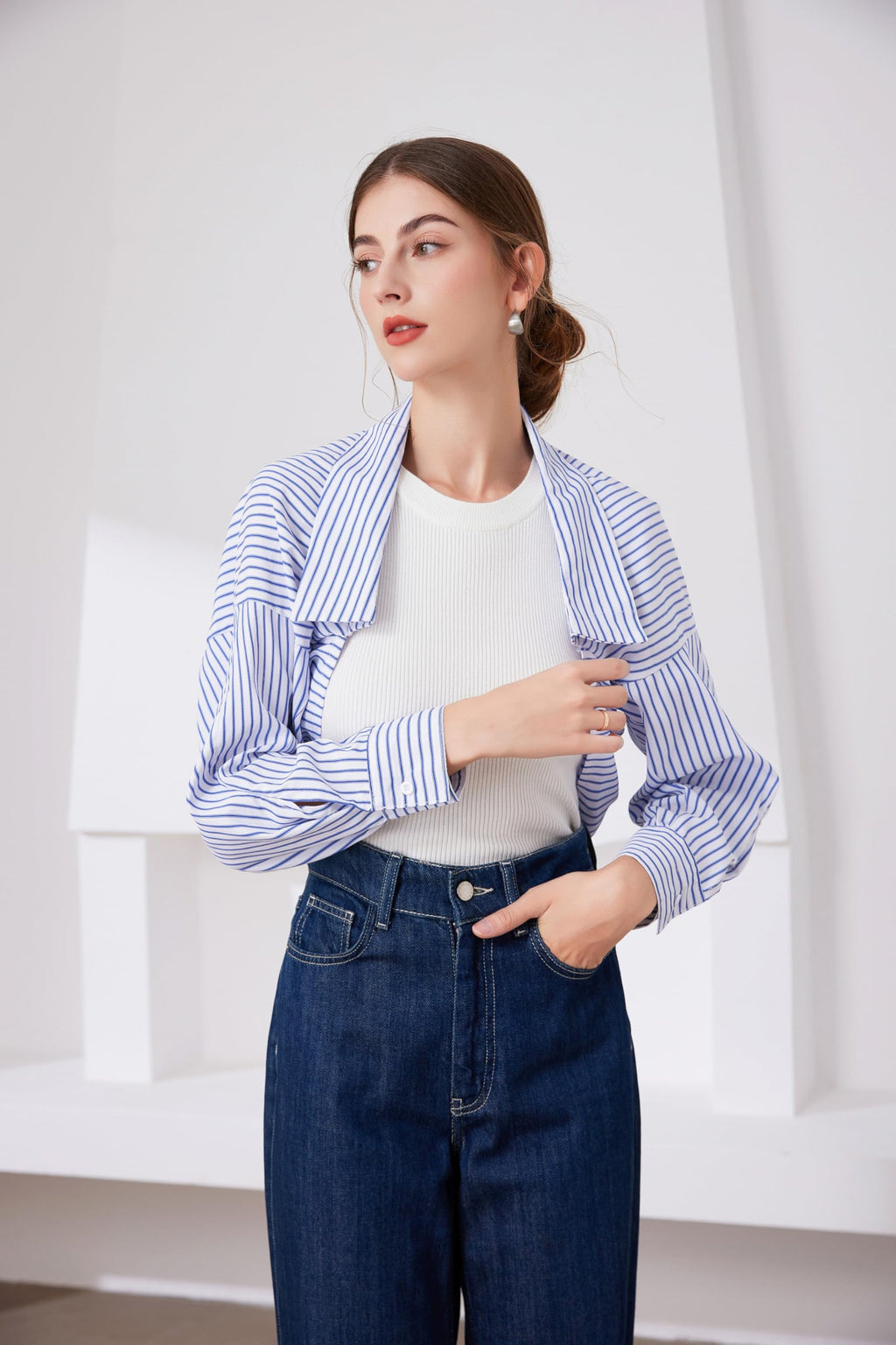 Fake Collar Long Sleeves Detachable Blouse False Collar Half Shirt Blouse Collar