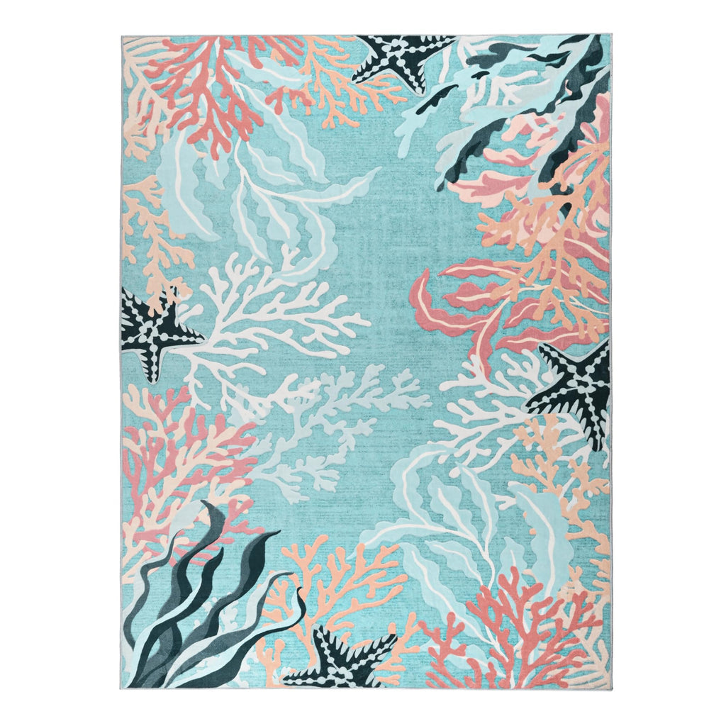 Faux Wool Boho Floral Area Rug Abstract Print Soft Carpet, TPR Non-Slip Backing, Machine Washable Low Pile Rug