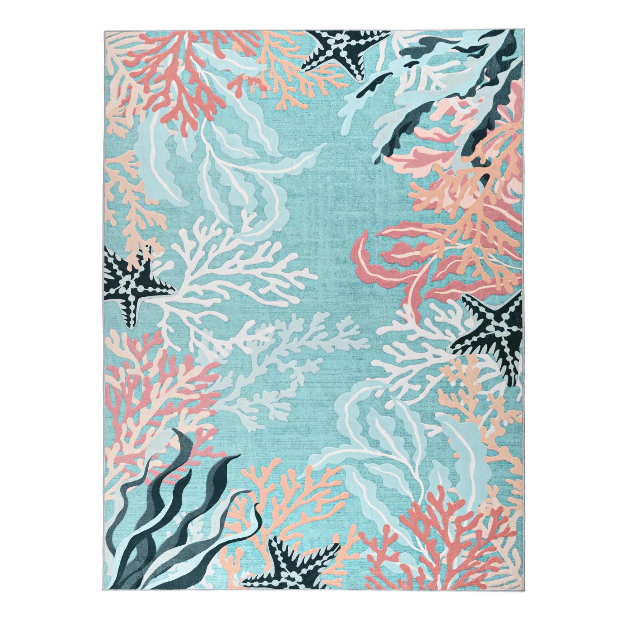 Faux Wool Boho Floral Area Rug Abstract Print Soft Carpet, TPR Non-Slip Backing, Machine Washable Low Pile Rug