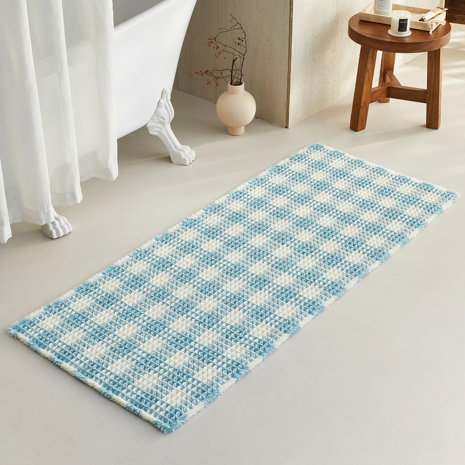 Waffle Bath Mat Non Slip Washable Quick Dry Cute Bath Mat