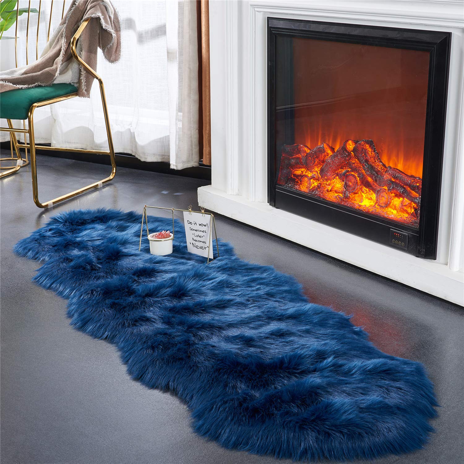 Ultra Soft Faux Fluffy/Fuzzy Shaggy Area Rug - Fur Chair Cover Seat Pad