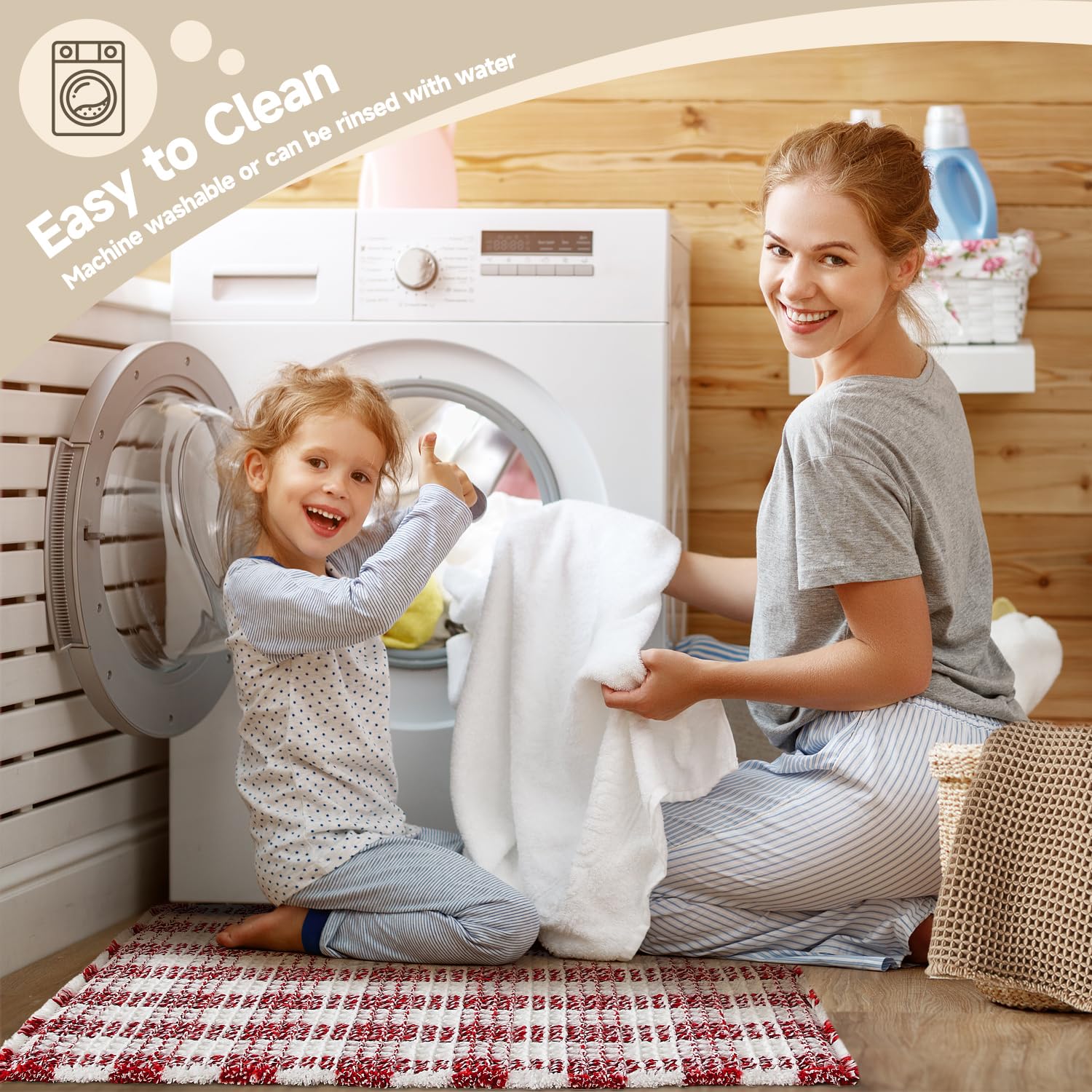 Waffle Bath Mat Non Slip Washable Quick Dry Cute Bath Mat