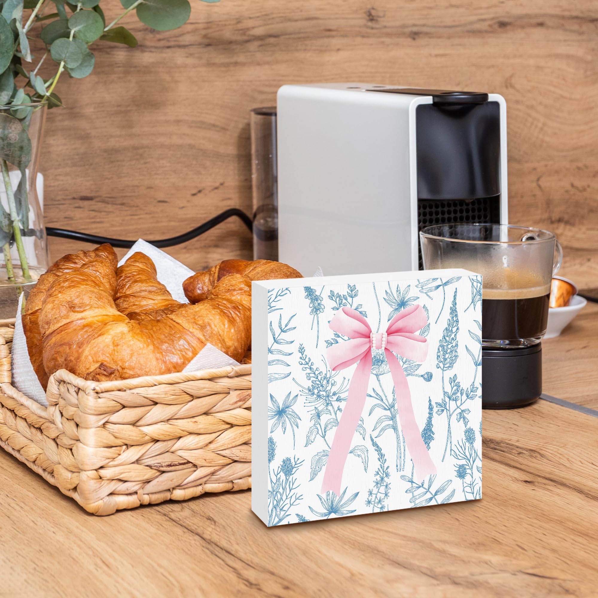 Preppy Pink Bows Desk Decor Decorations, 5x5 Inches