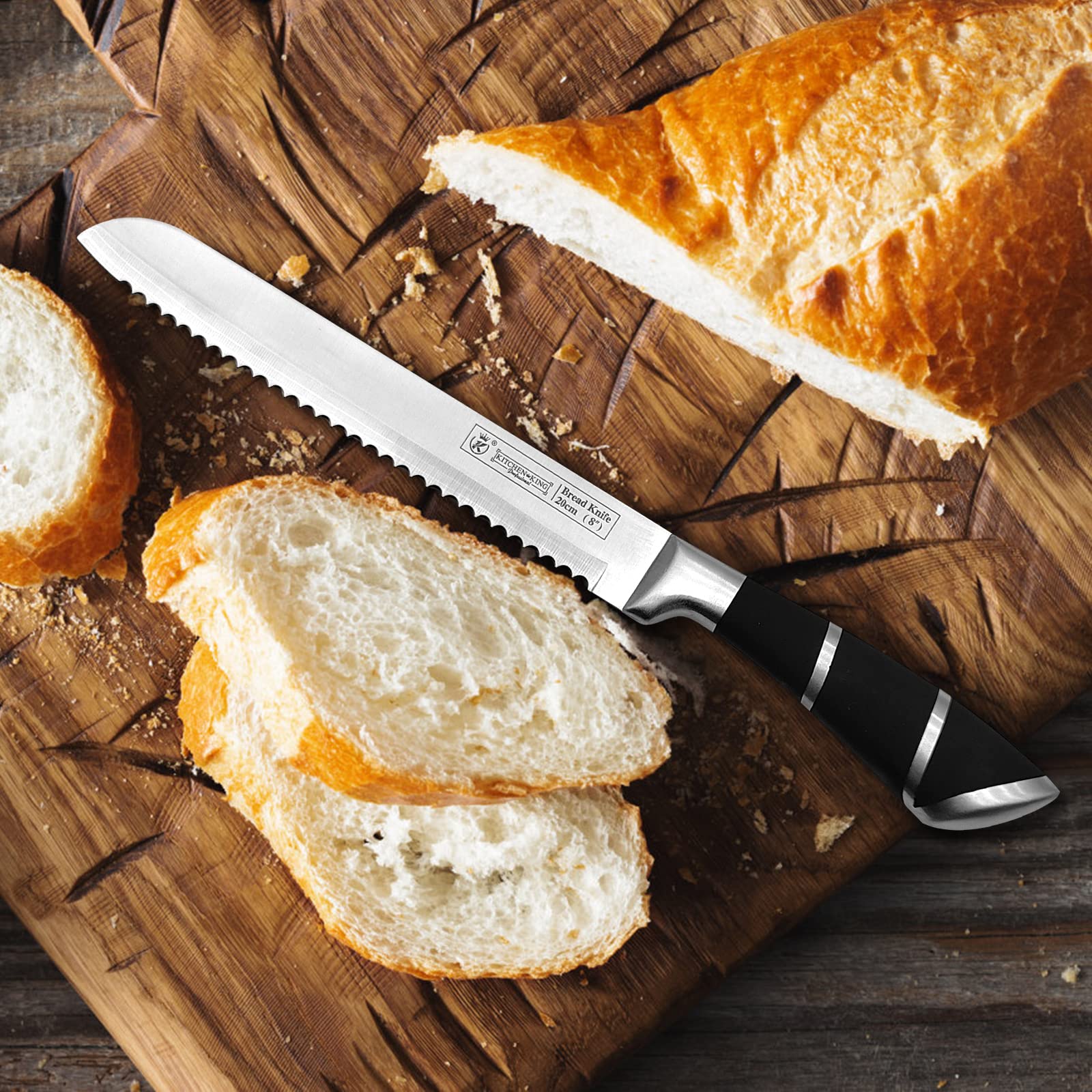 Kitchen Stainless Steel Knife Set, 9-Pieces Sharp Non-Stick Coated Chef Knives Block Set