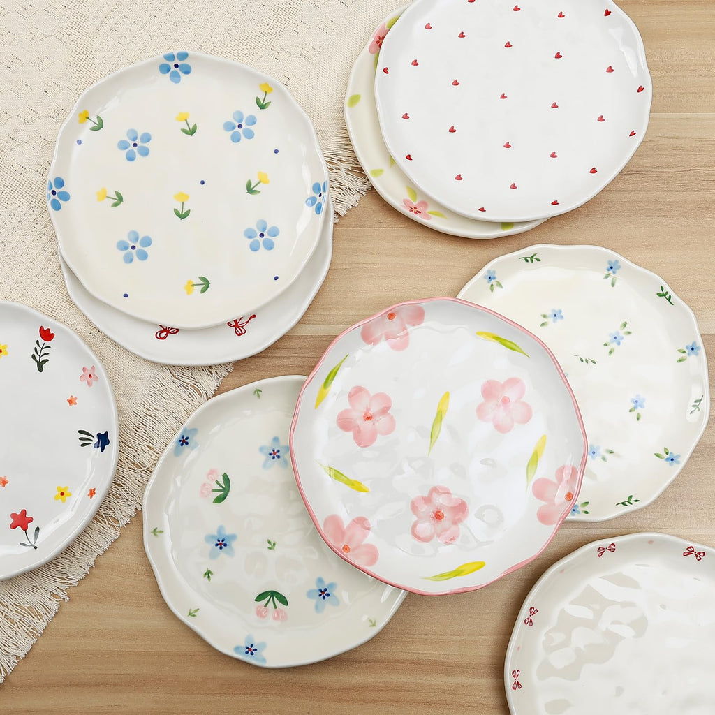 Ceramic Dinner Plates, 8" Modern Rustic Appetizer Plate