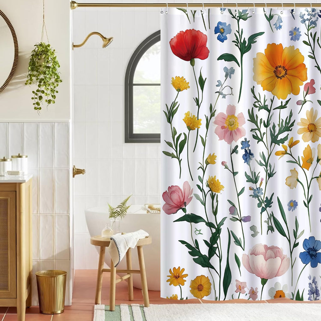 Cute Shower Curtain for Bathroom Modern Aesthetic Funky Decorative, Pretty Chic Cloth Set with Hooks, 72x72 Inch