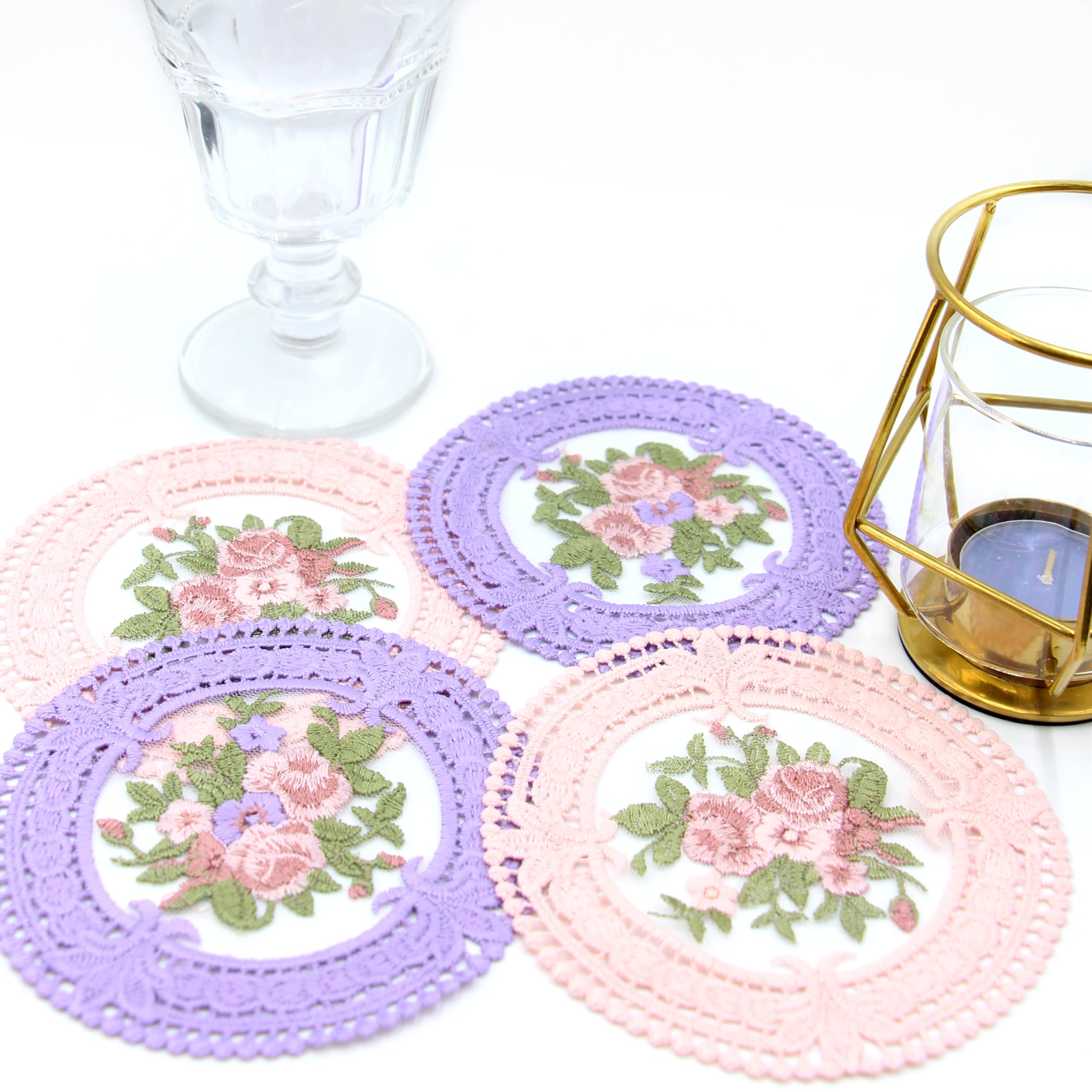 Vintage Lace Pink Coasters 4.5'' 8pk