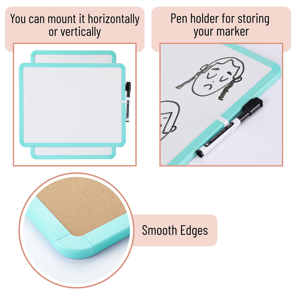 Dry Erase Board, 14â€?x 11â€?with a Black Dry Erase Marker Color Frame, Small White Board Dry Erase Whiteboard