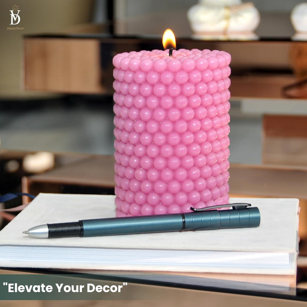 Bubble Candles, Pink Pillar Candles, Pink Candle, Aesthetic Candle, Peppy Decor, Bubble Decor, Unique Home Decor Aesthetic