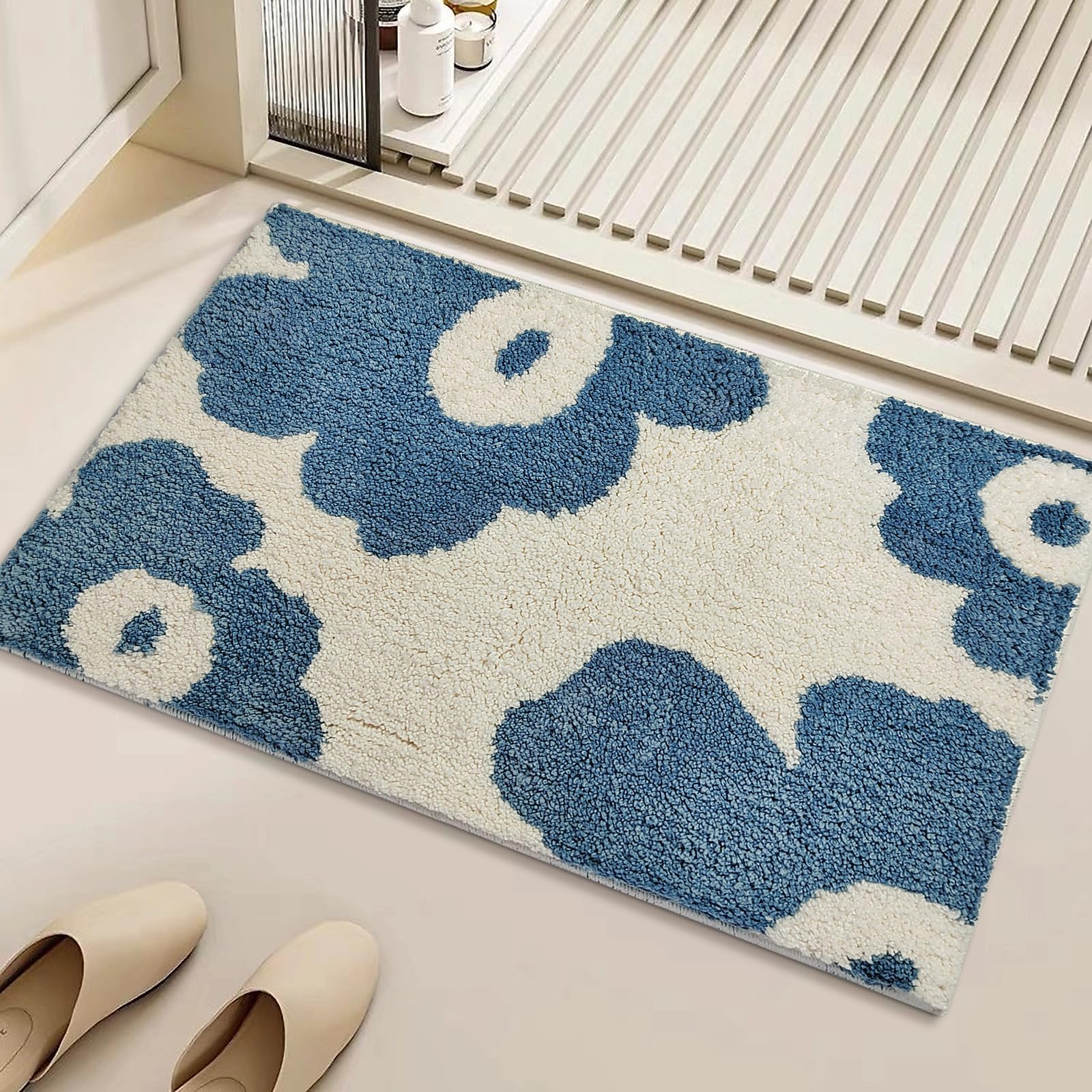 Cute Bath Mat for Bathroom Soft Super Absorbent Non Slip TPR Backing, Quick Drying, Machine Washable Bath