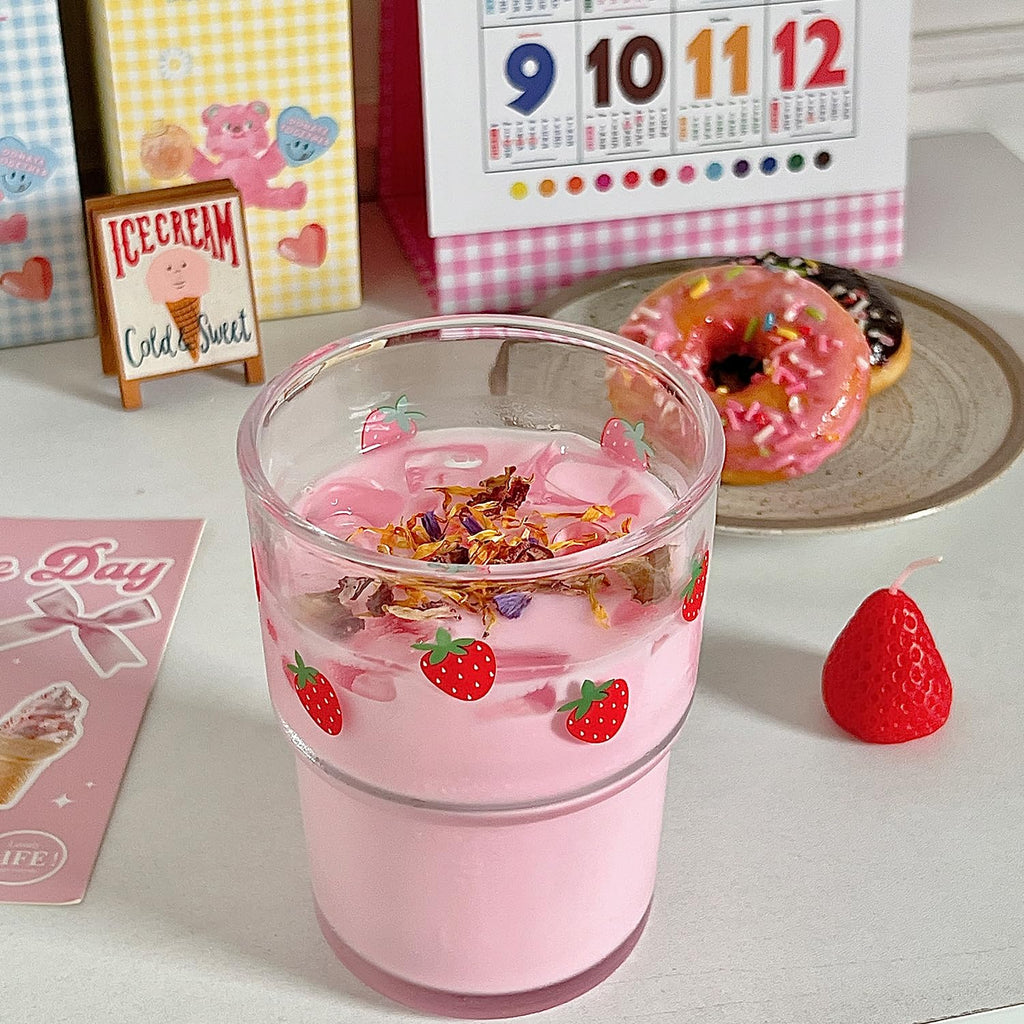 Glass Tumbler with Straw and Lid, Reusable Iced Coffee Cup Tumbler, Cute Glass Cups 13oz