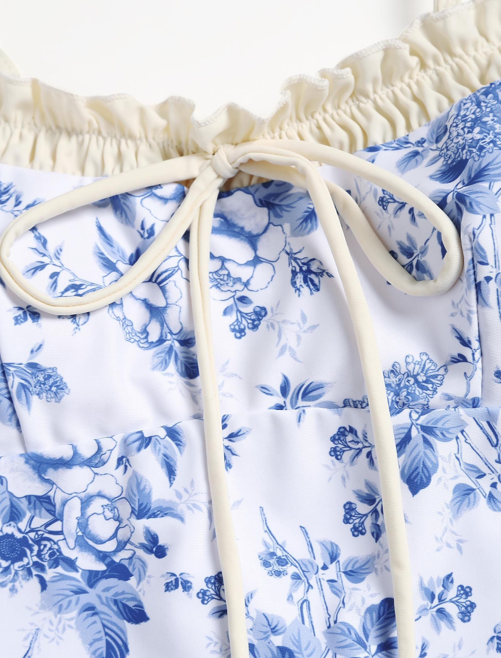 Tankini Swimsuits for Women Tie Front Tummy Control Spliced Ruffles Bikini Sets Two Piece Bathing Suits