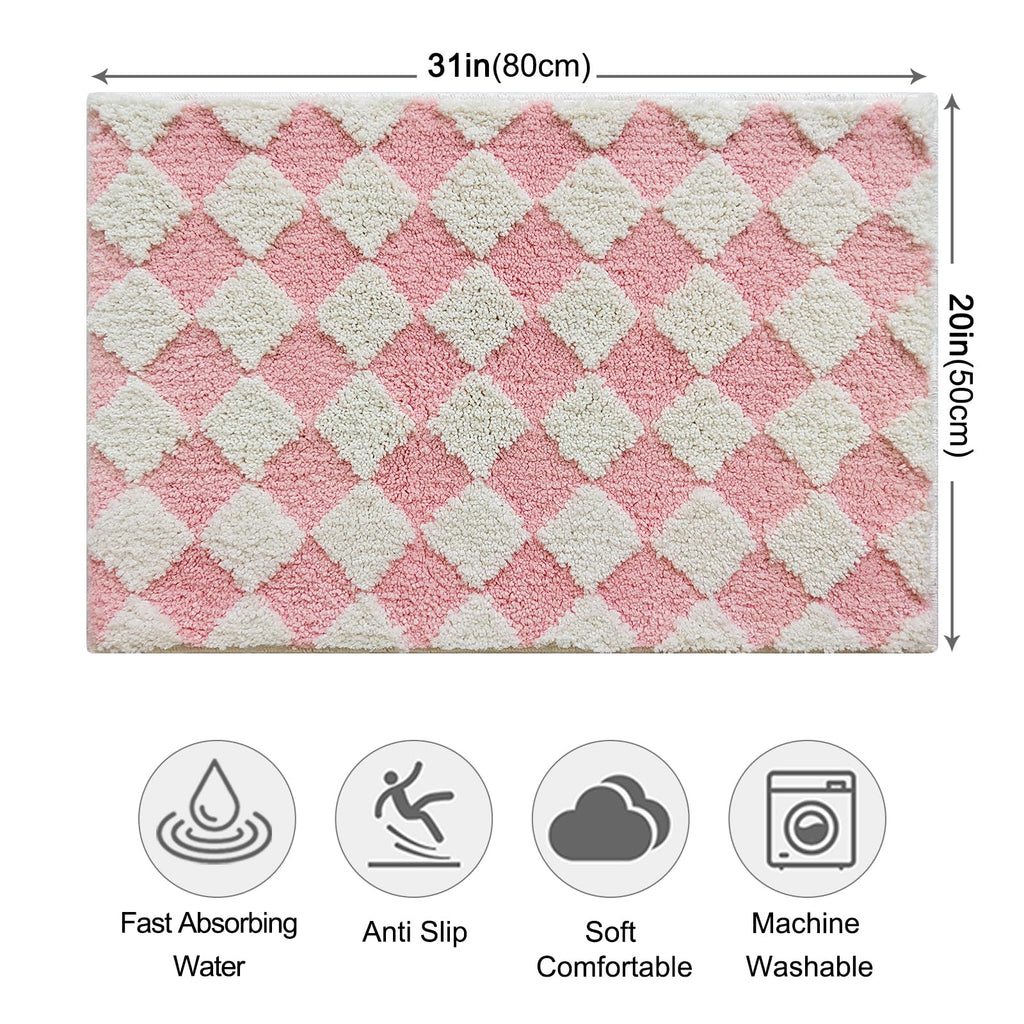 Cute Bath Mat for Bathroom Soft Super Absorbent Non Slip TPR Backing, Quick Drying, Machine Washable Bath