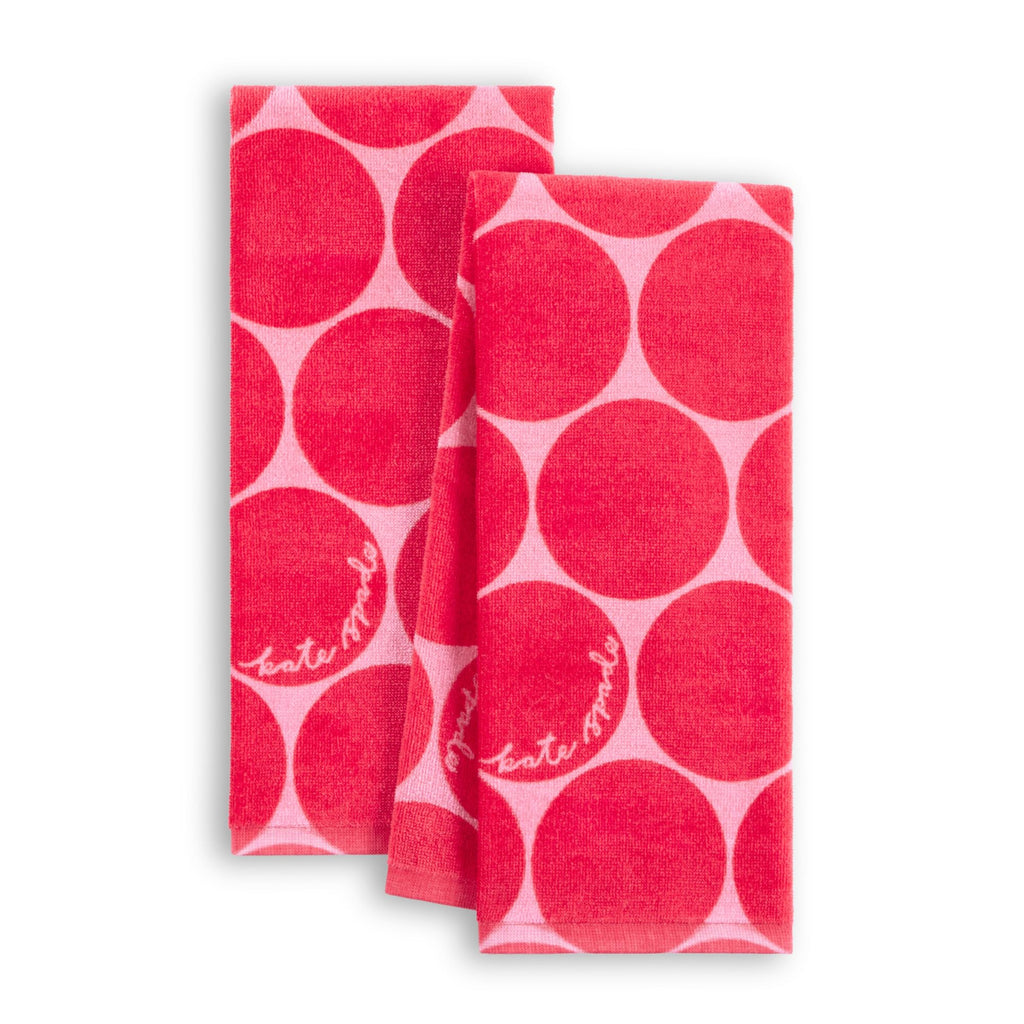 Kate Spade New York Joy Dot Kitchen Towels 2-Pack Set, Absorbent 100% Cotton Velour, 17"x28"
