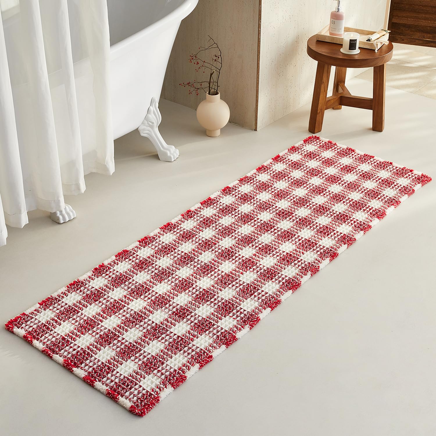 Waffle Bath Mat Non Slip Washable Quick Dry Cute Bath Mat