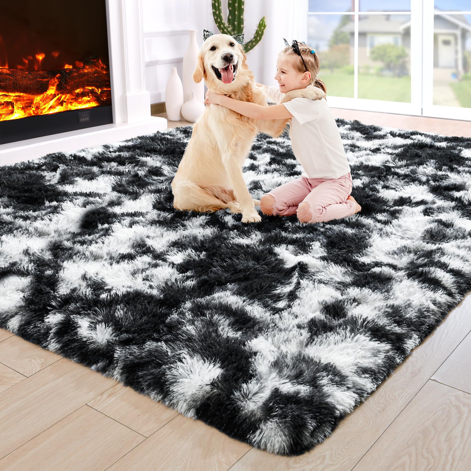 Fluffy Area Rugs Shag Throw Floor Carpet, Soft Shaggy Bedside Non-Slip Plush Rug Home Decor Aesthetic